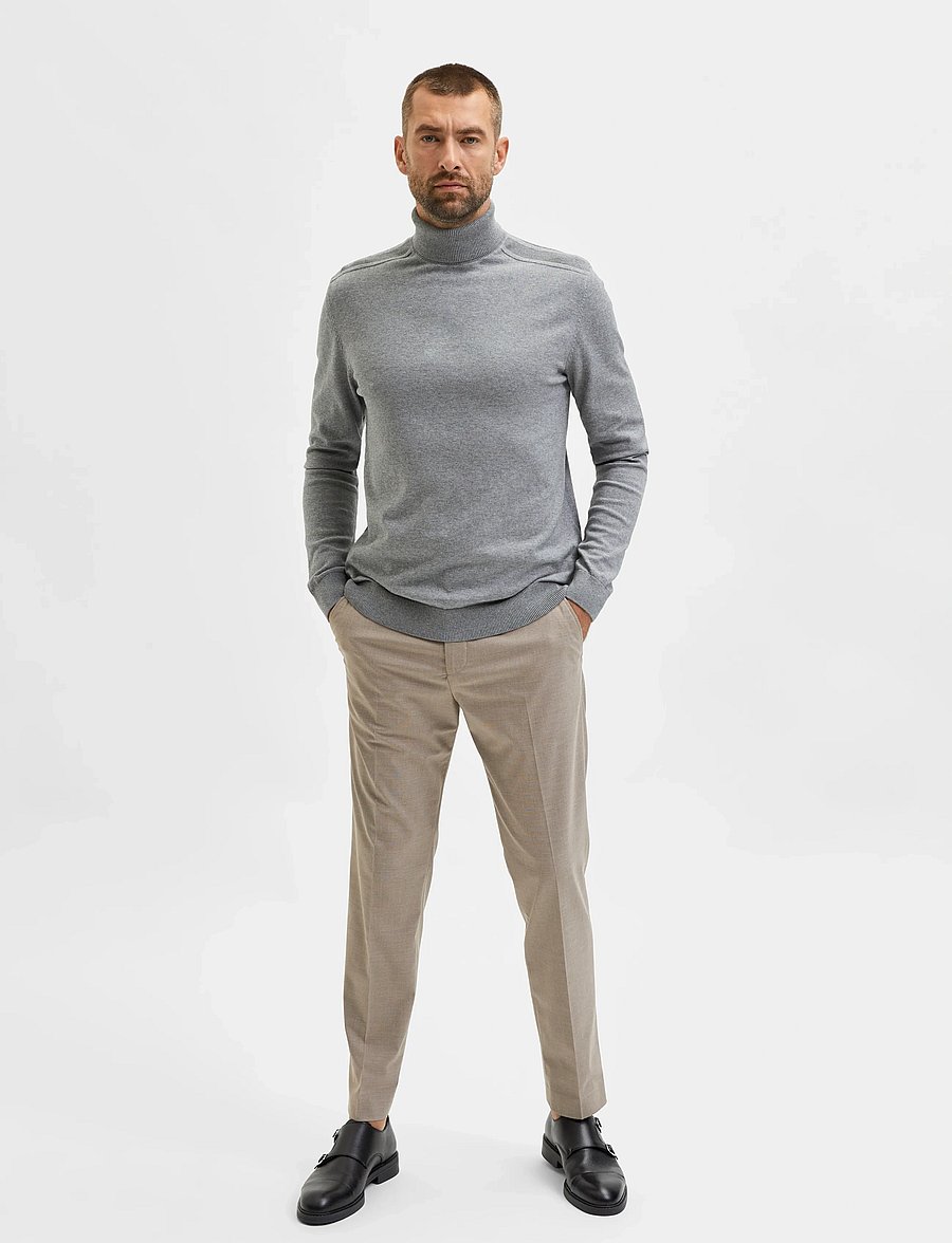 Selected - SLHBERG ROLL NECK NOOS - polokrage - medium grey melange - 4
