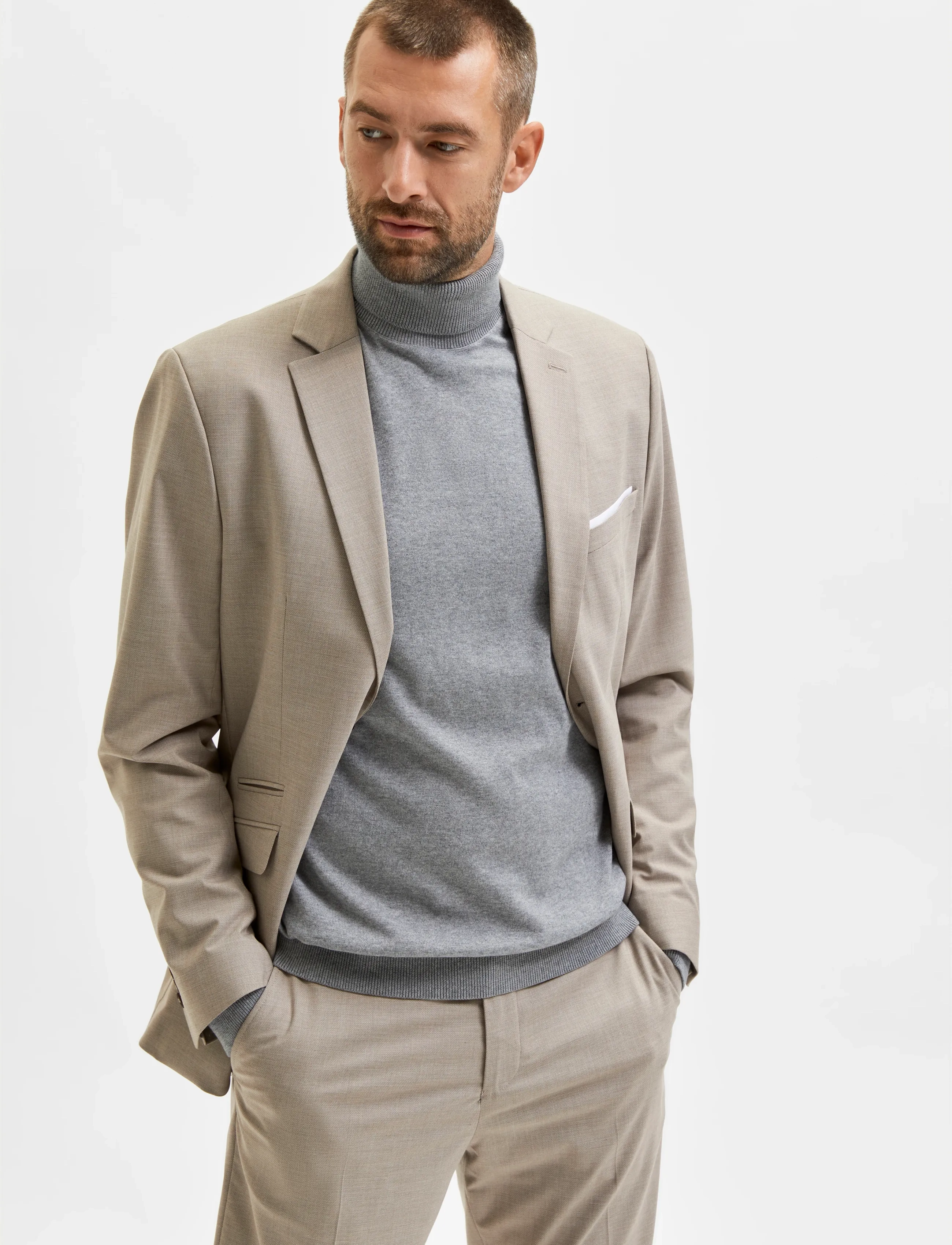 Selected - SLHBERG ROLL NECK NOOS - polokrage - medium grey melange - 5