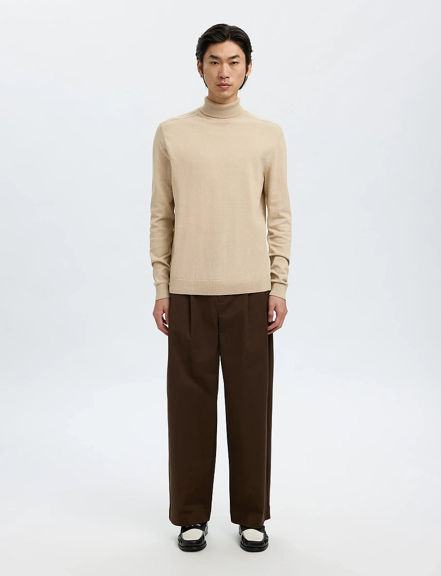 Selected - SLHBERG ROLL NECK NOOS - polokrage - oatmeal - 3