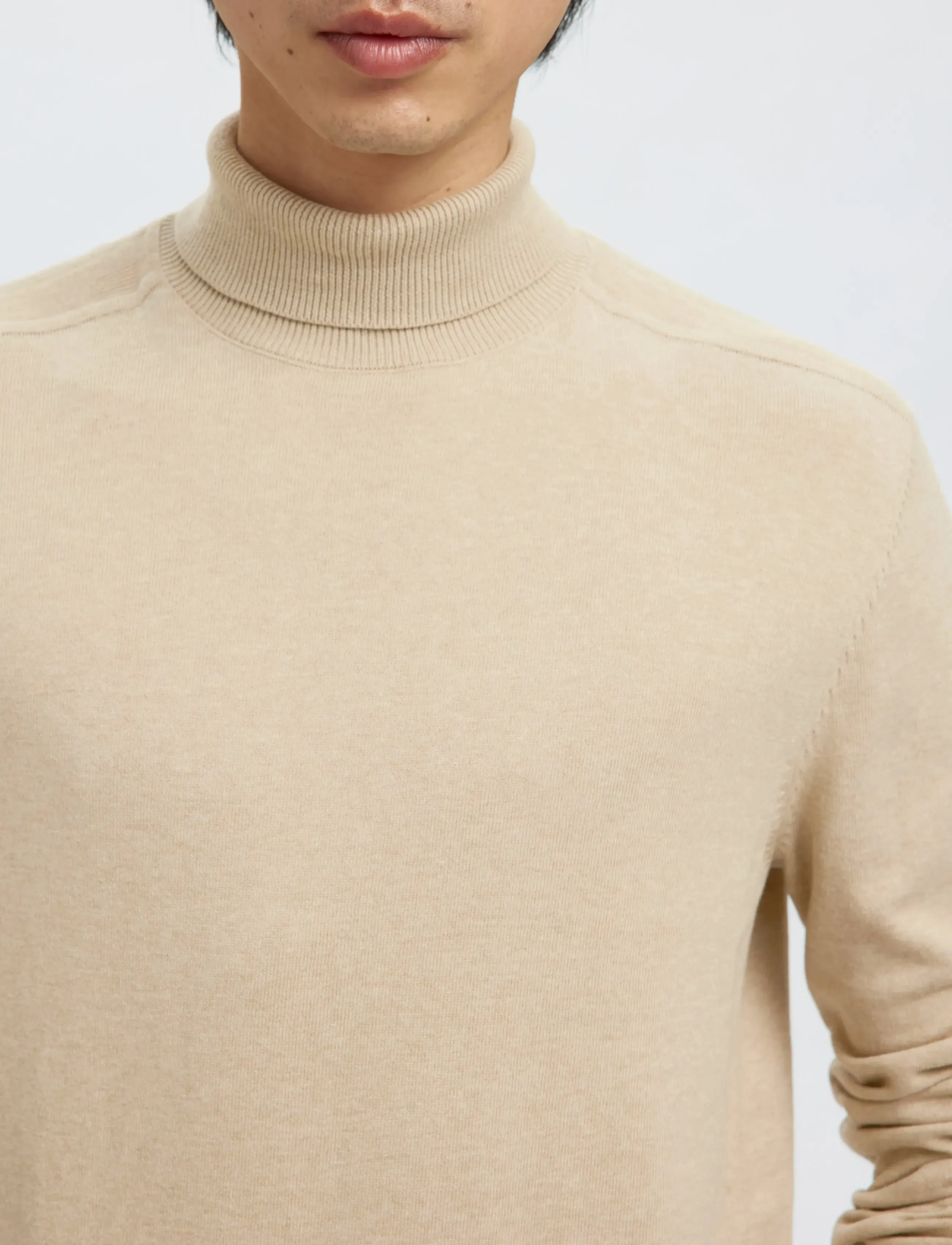 Selected - SLHBERG ROLL NECK NOOS - polokrage - oatmeal - 4
