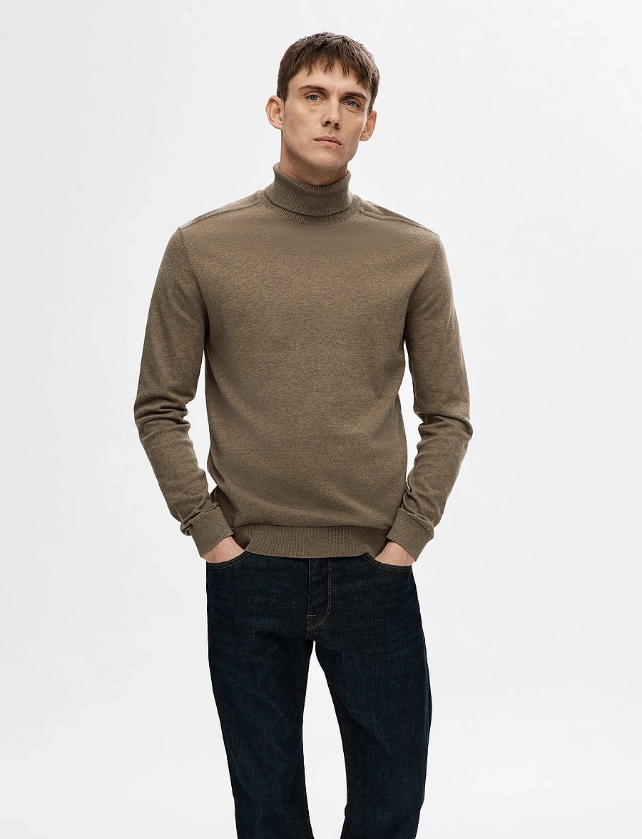 Selected - SLHBERG ROLL NECK NOOS - rollkragen - teak - 0