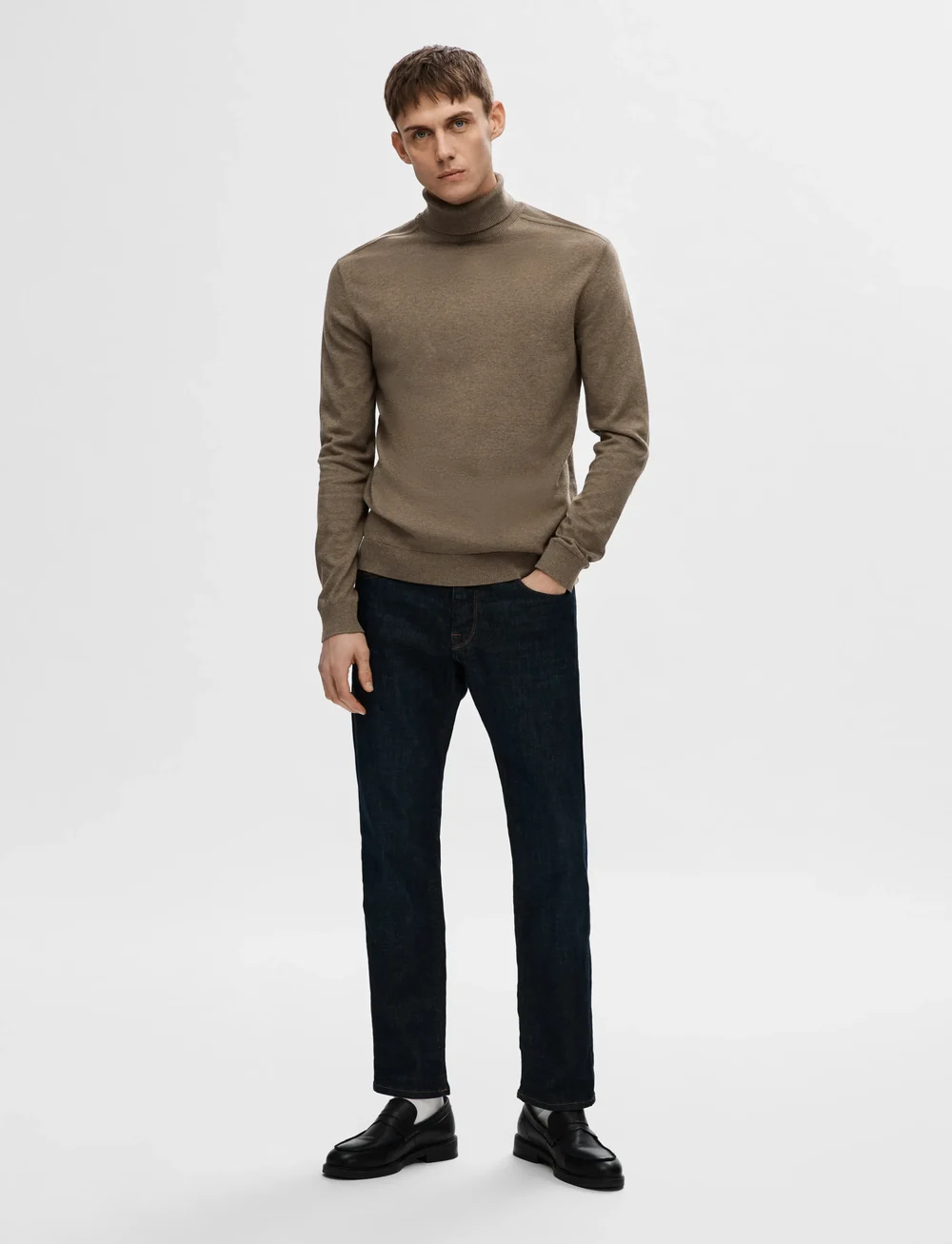 Selected - SLHBERG ROLL NECK NOOS - polokrage - teak - 4