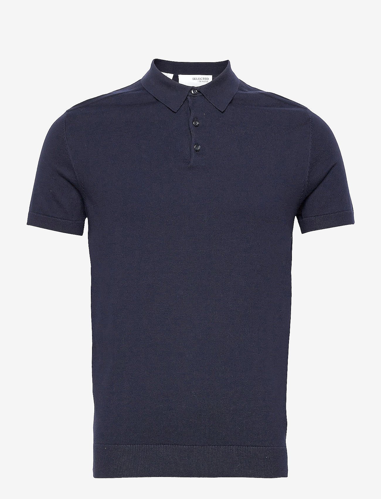 SLHBERG SS POLO NECK B - NAVY BLAZER