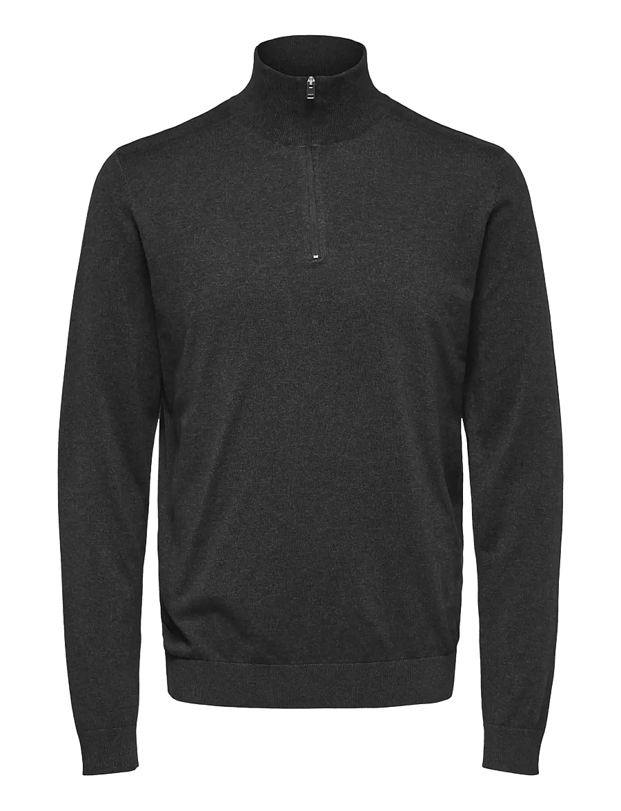 Selected - SLHBERG LS HALF ZIP NOOS - pullover mit halbem reißverschluss - antracit - 1