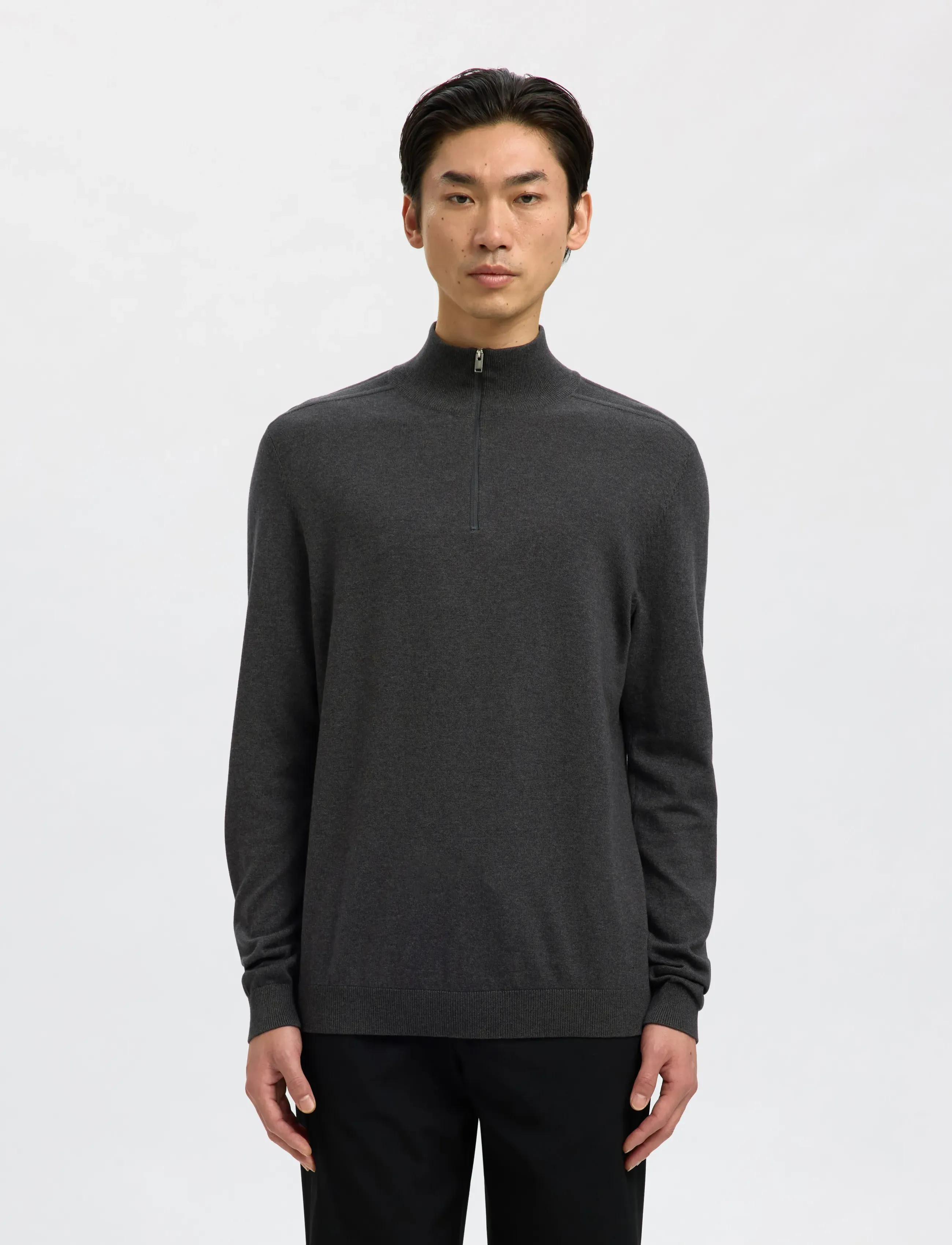 Selected SLHBERG HALF ZIP CARDIGAN NOOS - Looks for less - ANTRACIT / grey