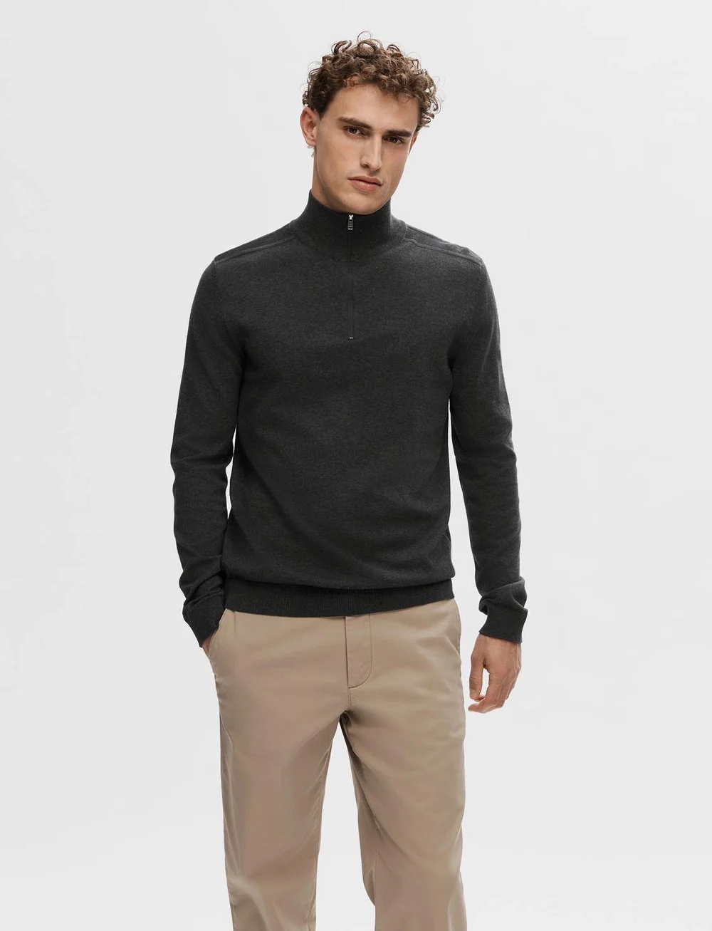 Selected - SLHBERG LS HALF ZIP NOOS - half zip-tröjor - antracit - 0