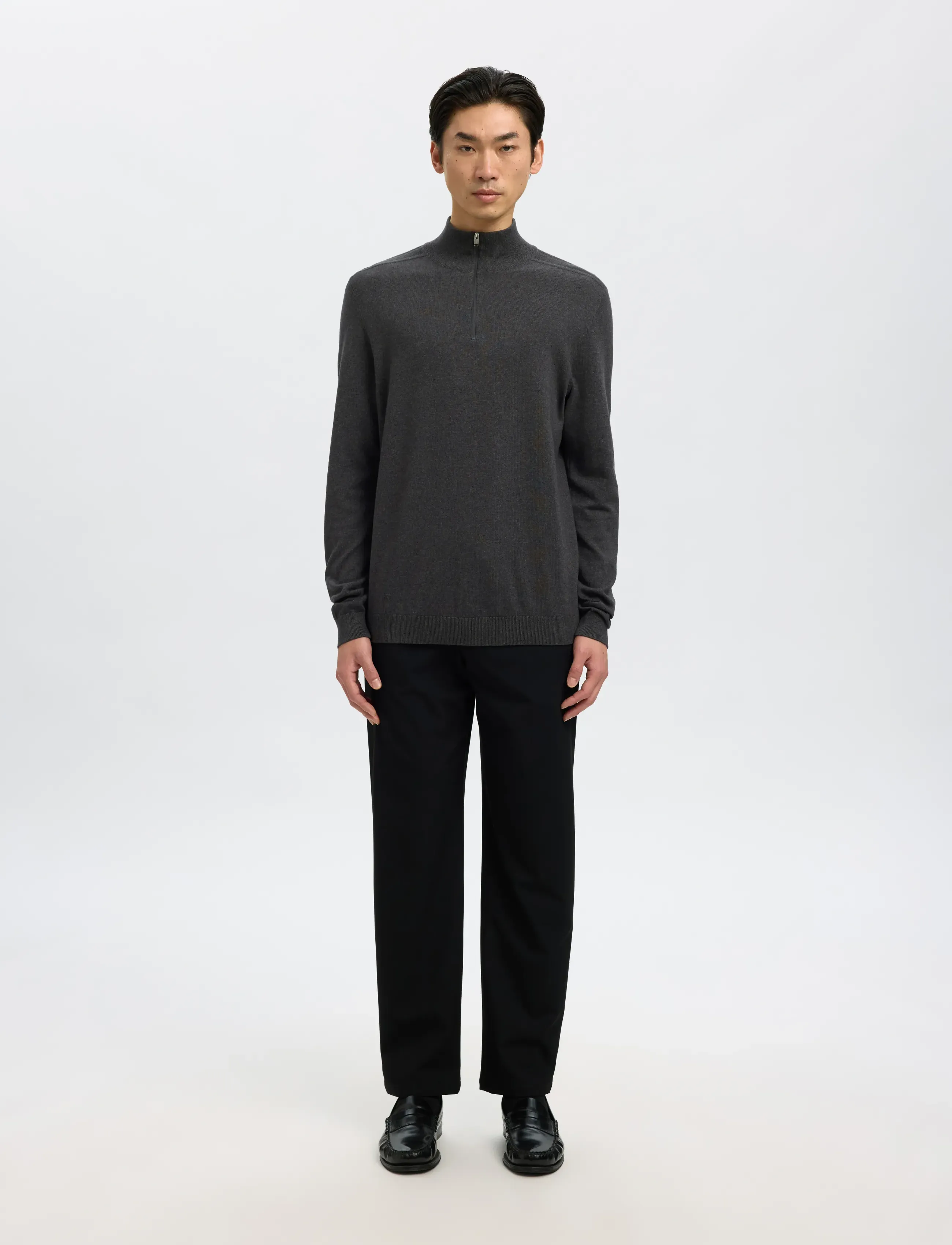 Selected - SLHBERG LS HALF ZIP NOOS - halfzip strik - antracit - 3