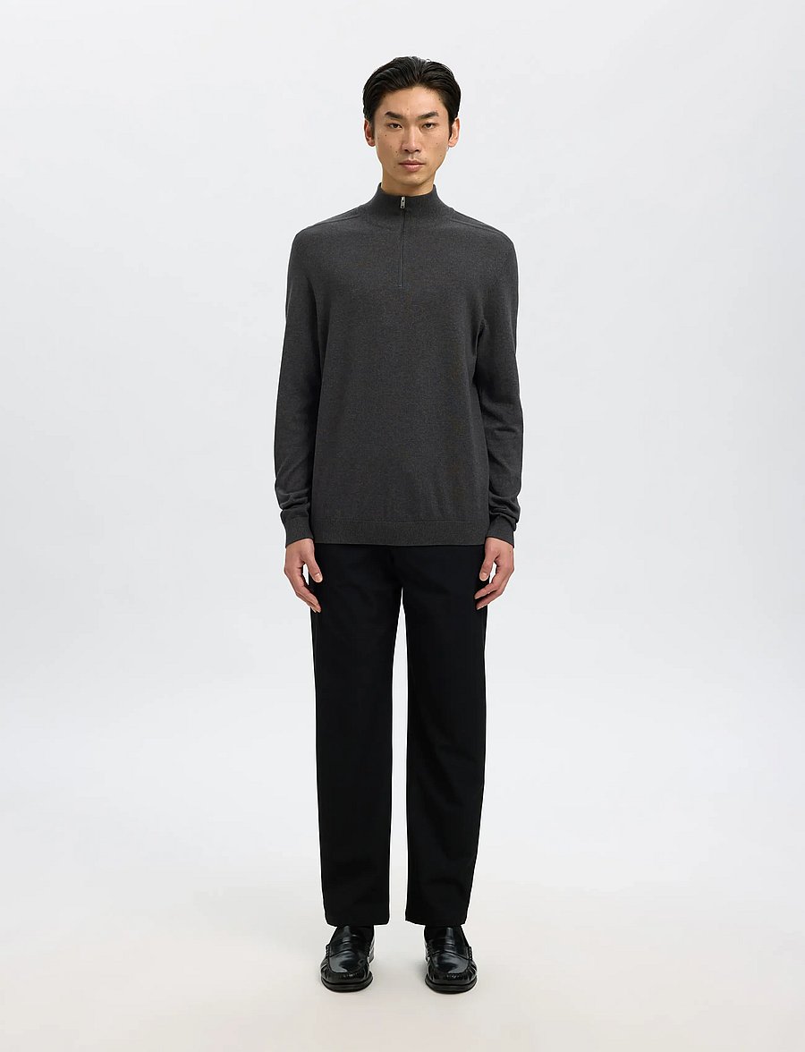 Selected - SLHBERG LS HALF ZIP NOOS - pullover mit halbem reißverschluss - antracit - 3