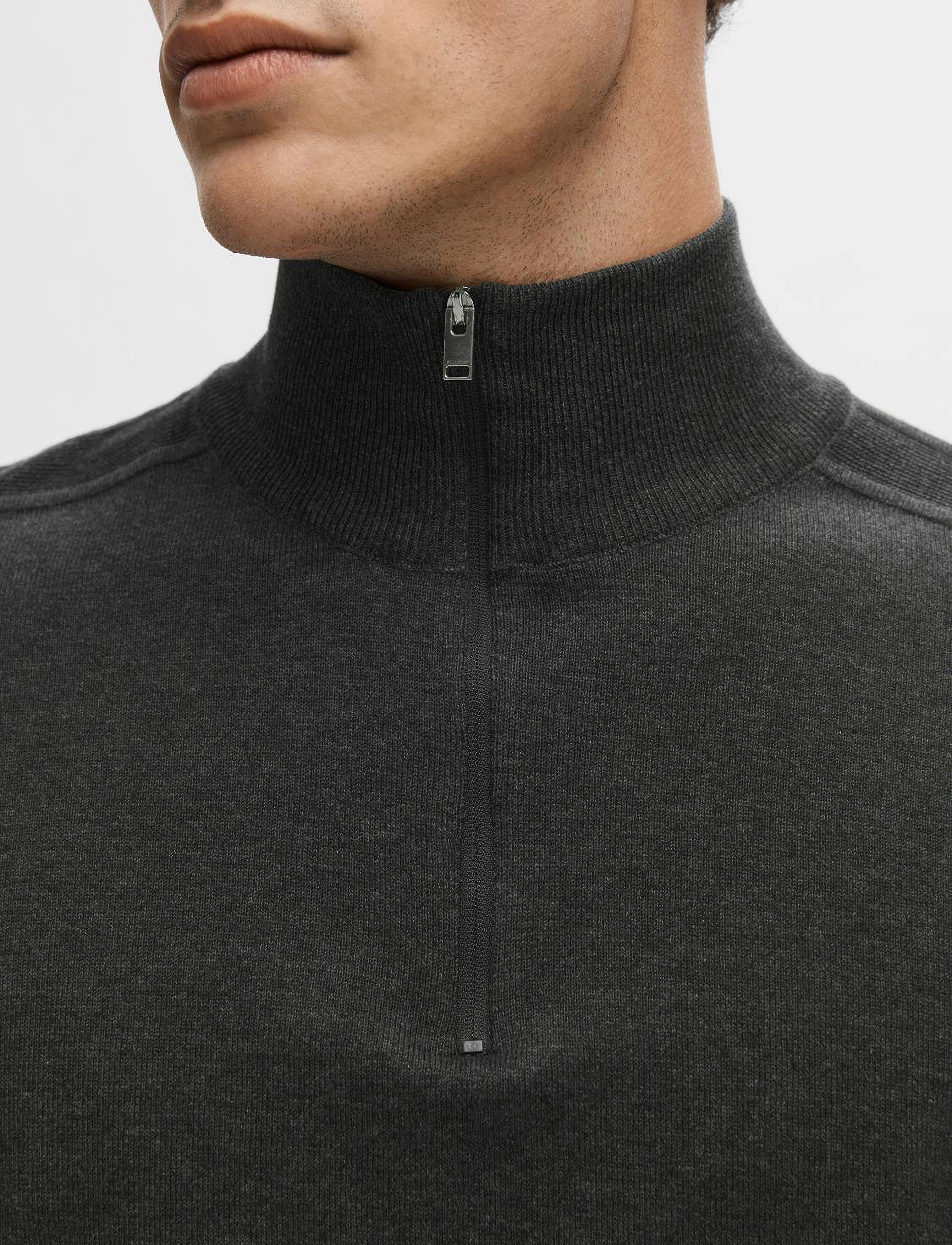 Selected - SLHBERG LS HALF ZIP NOOS - halfzip strik - antracit - 4