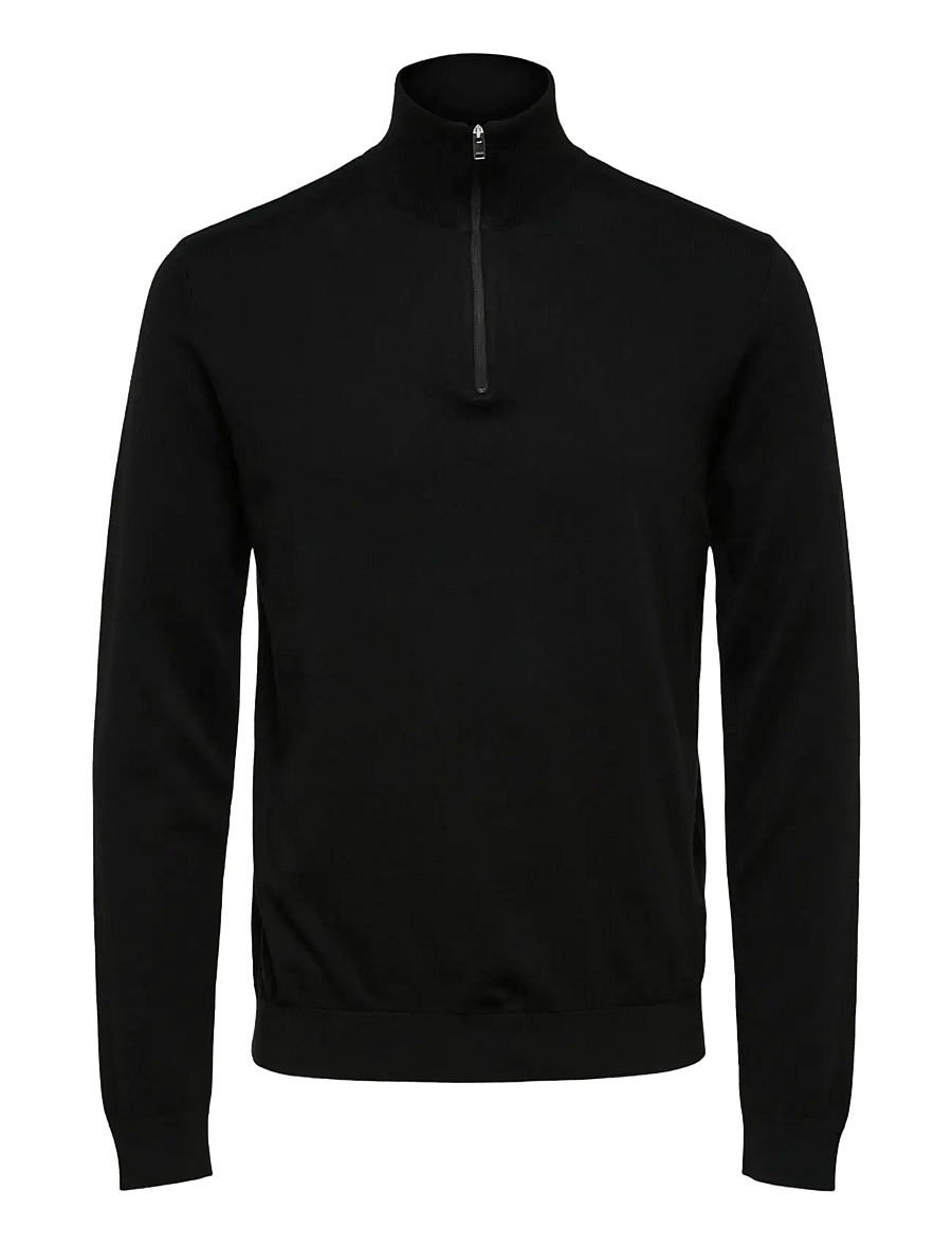 Selected - SLHBERG LS HALF ZIP NOOS - pullover mit halbem reißverschluss - black - 1