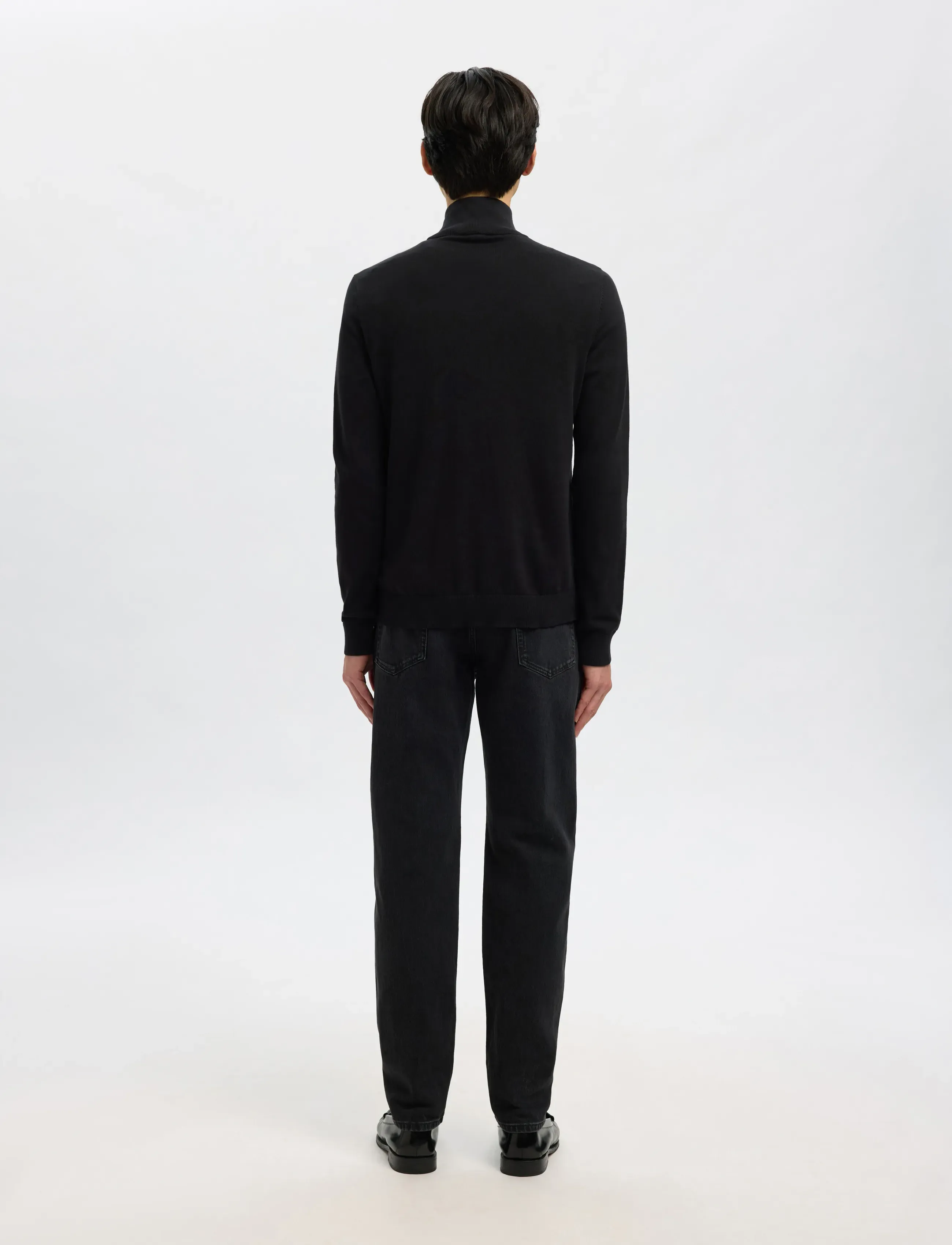 Selected - SLHBERG LS HALF ZIP NOOS - halfzip strik - black - 3