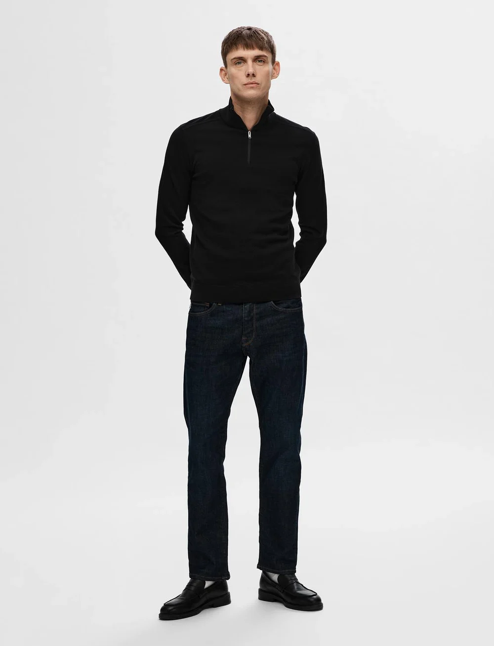 Selected - SLHBERG LS HALF ZIP NOOS - halfzip strik - black - 4