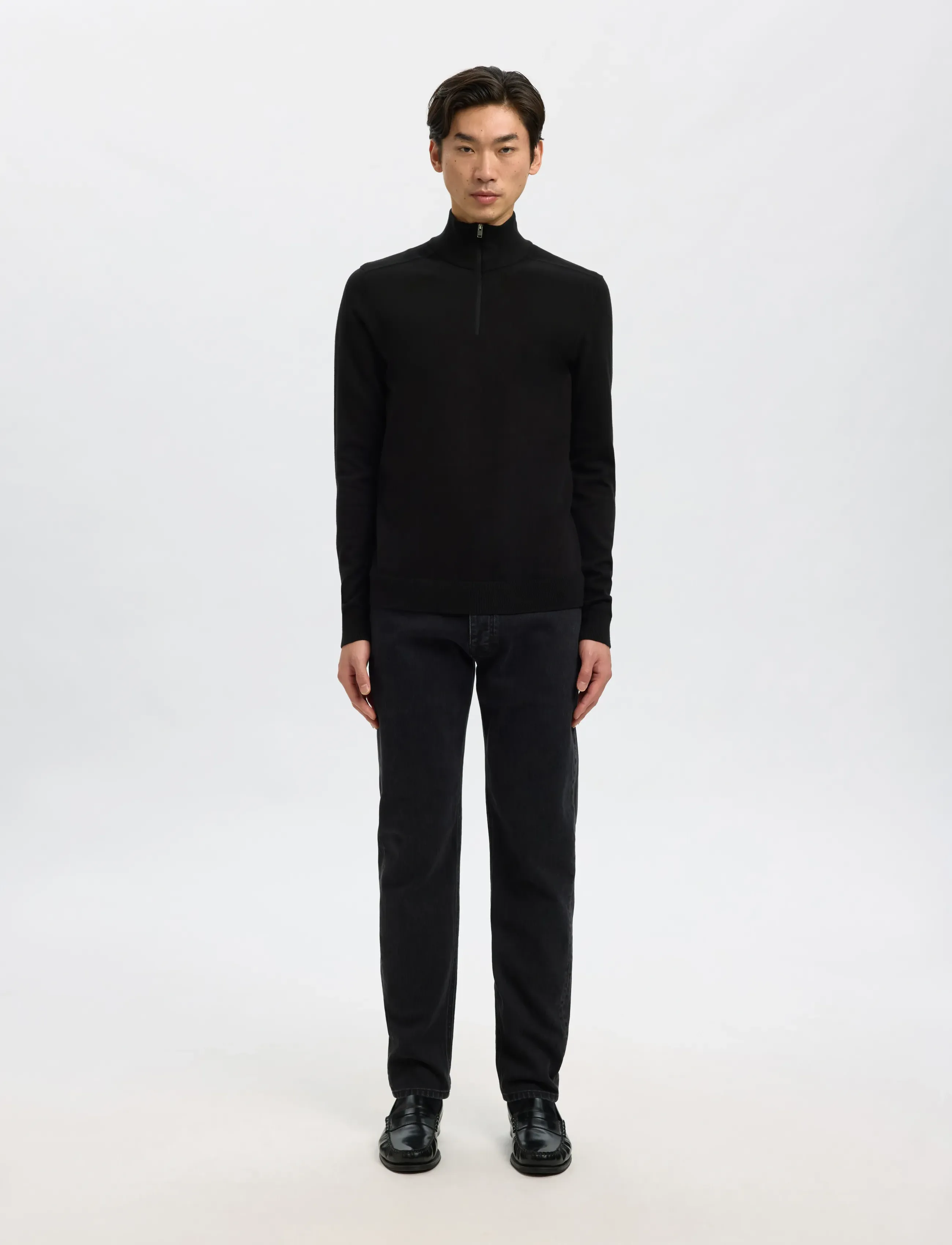 Selected - SLHBERG LS HALF ZIP NOOS - halfzip strik - black - 4