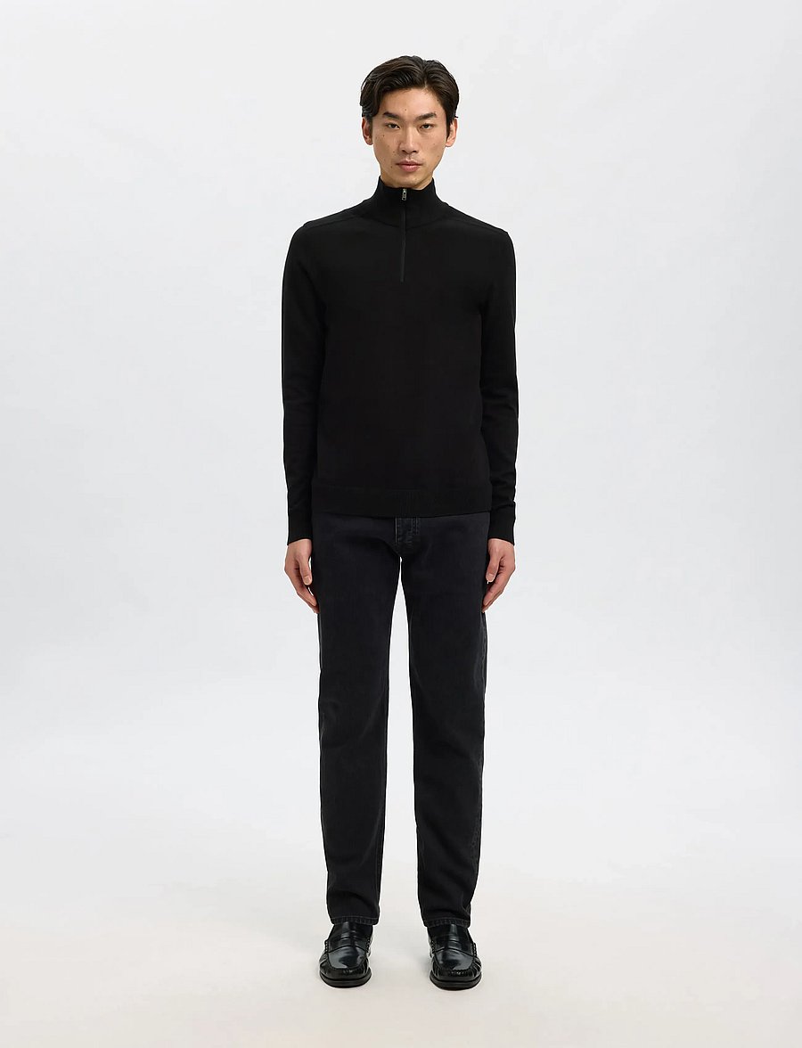 Selected - SLHBERG LS HALF ZIP NOOS - pullover mit halbem reißverschluss - black - 4