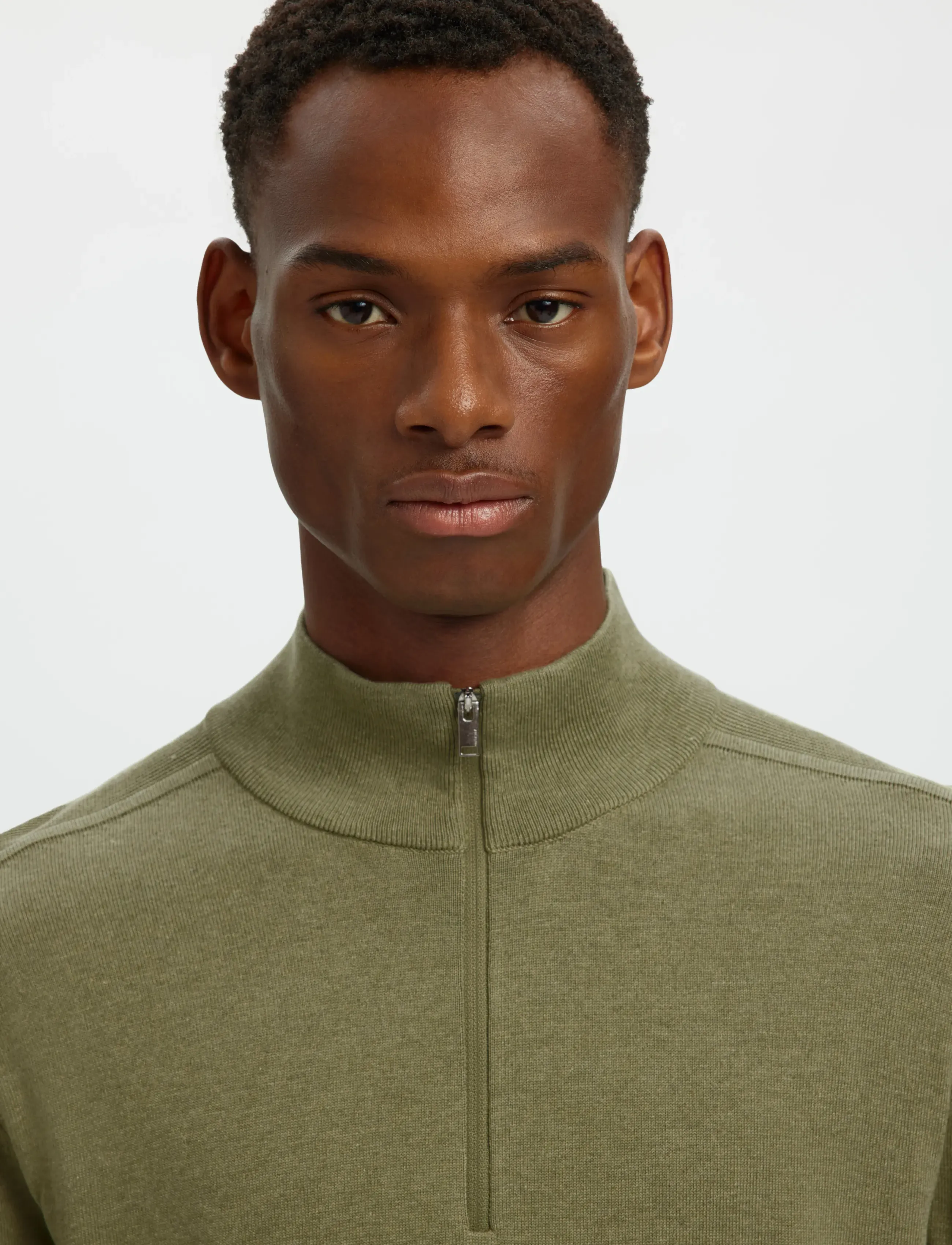 Selected - SLHBERG LS HALF ZIP NOOS - halfzip strik - deep lichen green - 3