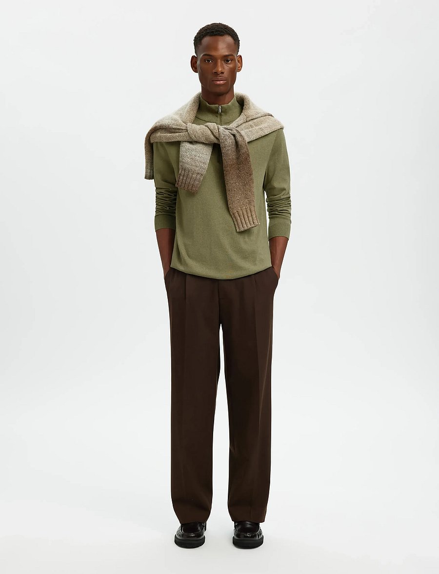 Selected - SLHBERG LS HALF ZIP NOOS - pullover mit halbem reißverschluss - deep lichen green - 4