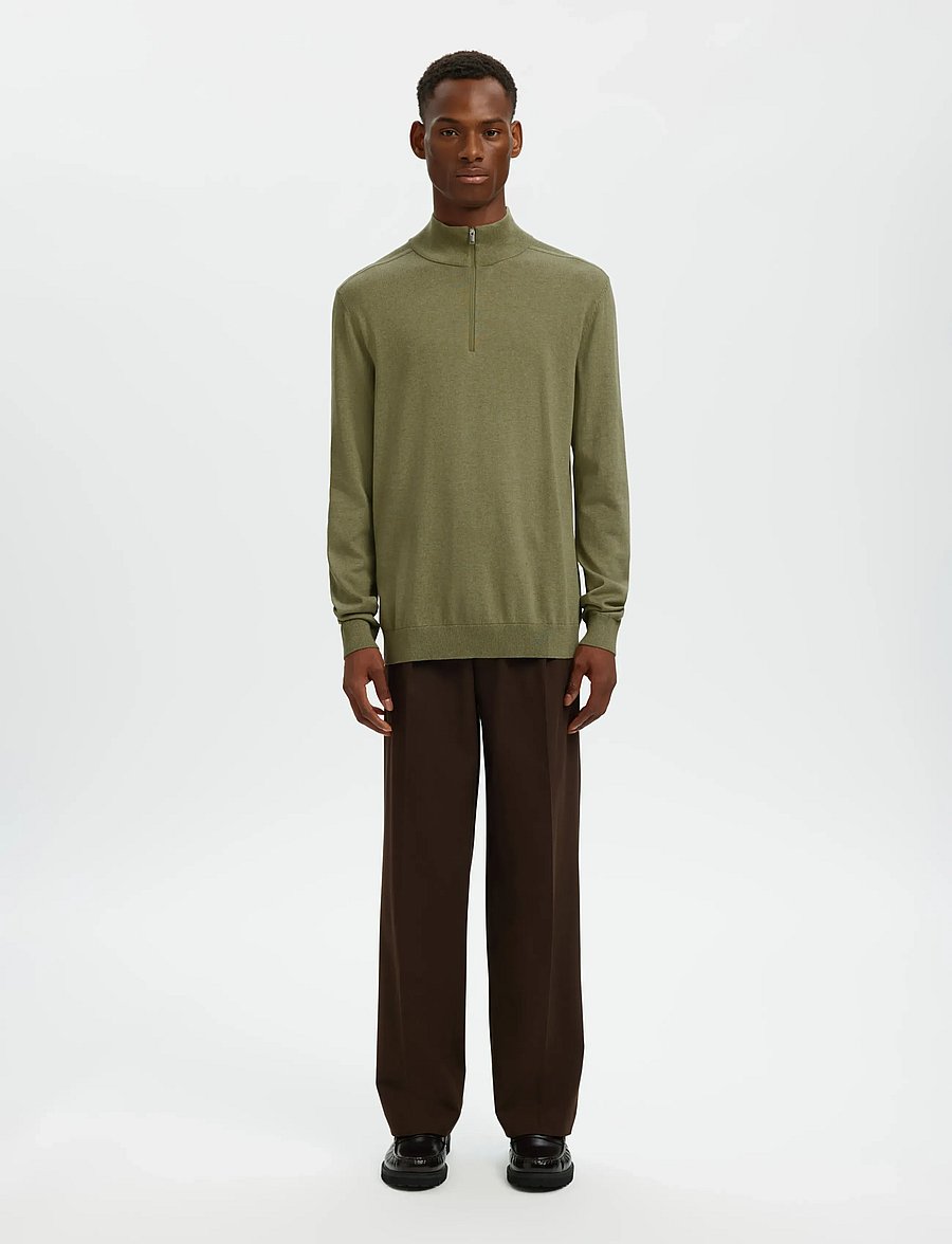 Selected - SLHBERG LS HALF ZIP NOOS - pullover mit halbem reißverschluss - deep lichen green - 5