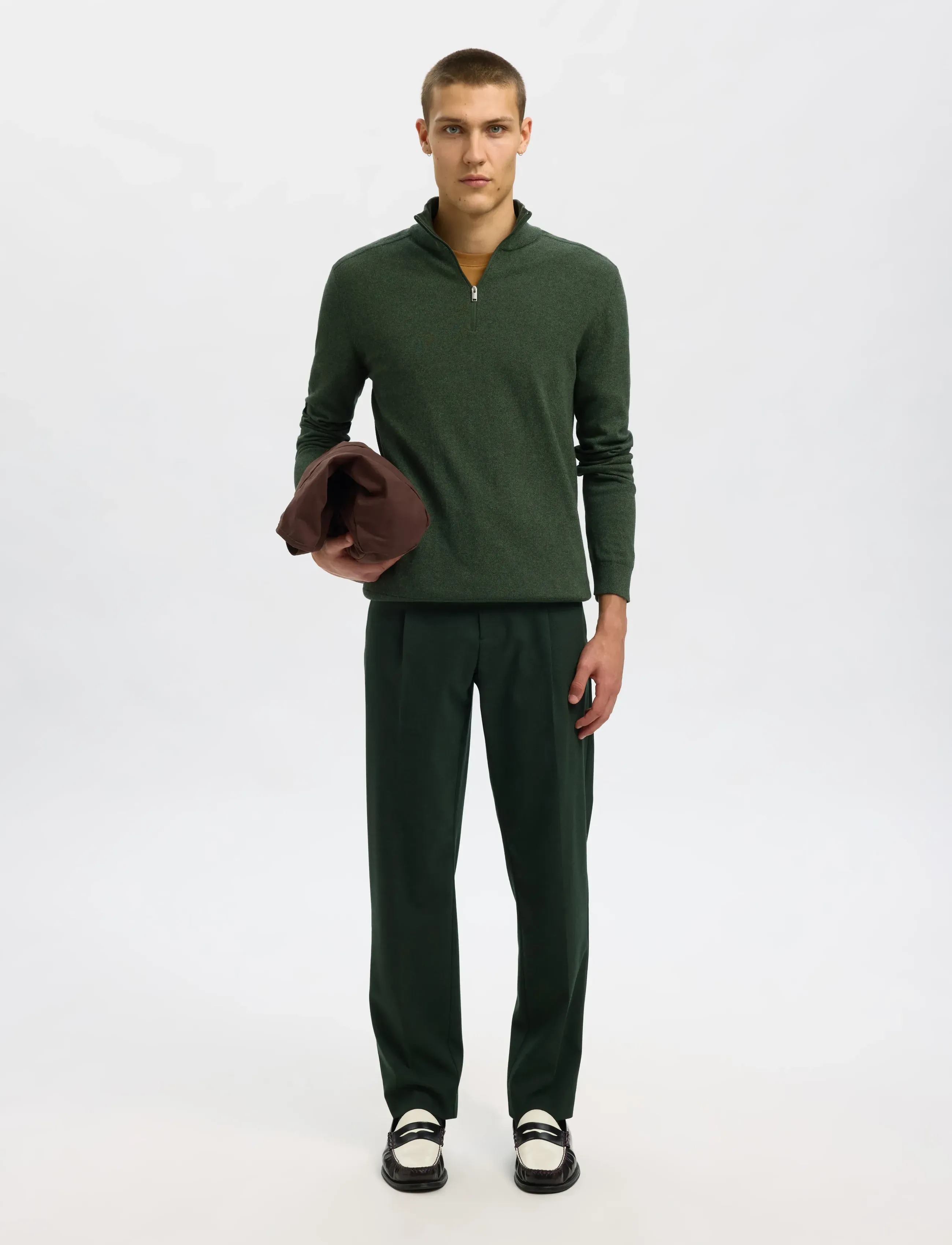 Selected - SLHBERG LS HALF ZIP NOOS - halfzip strik - forest night - 4