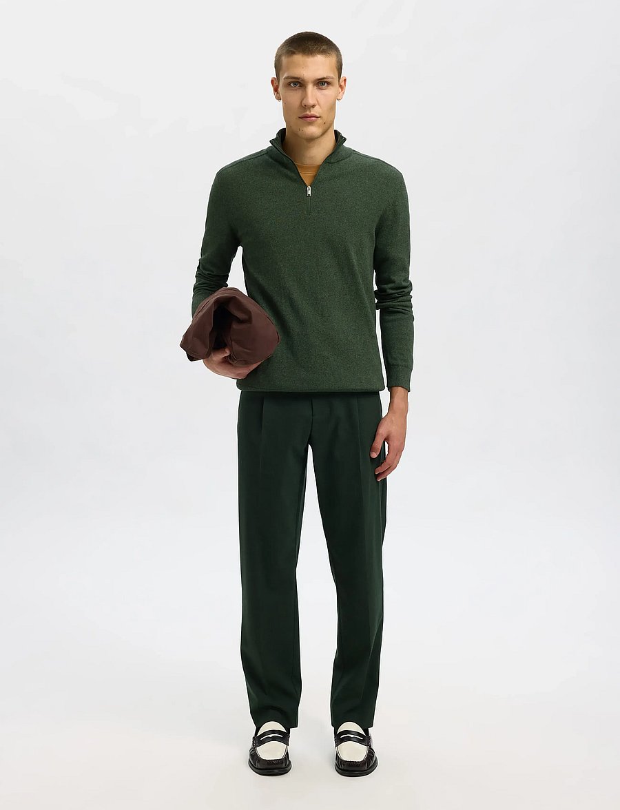 Selected - SLHBERG LS HALF ZIP NOOS - pulls demi-zippés - forest night - 4