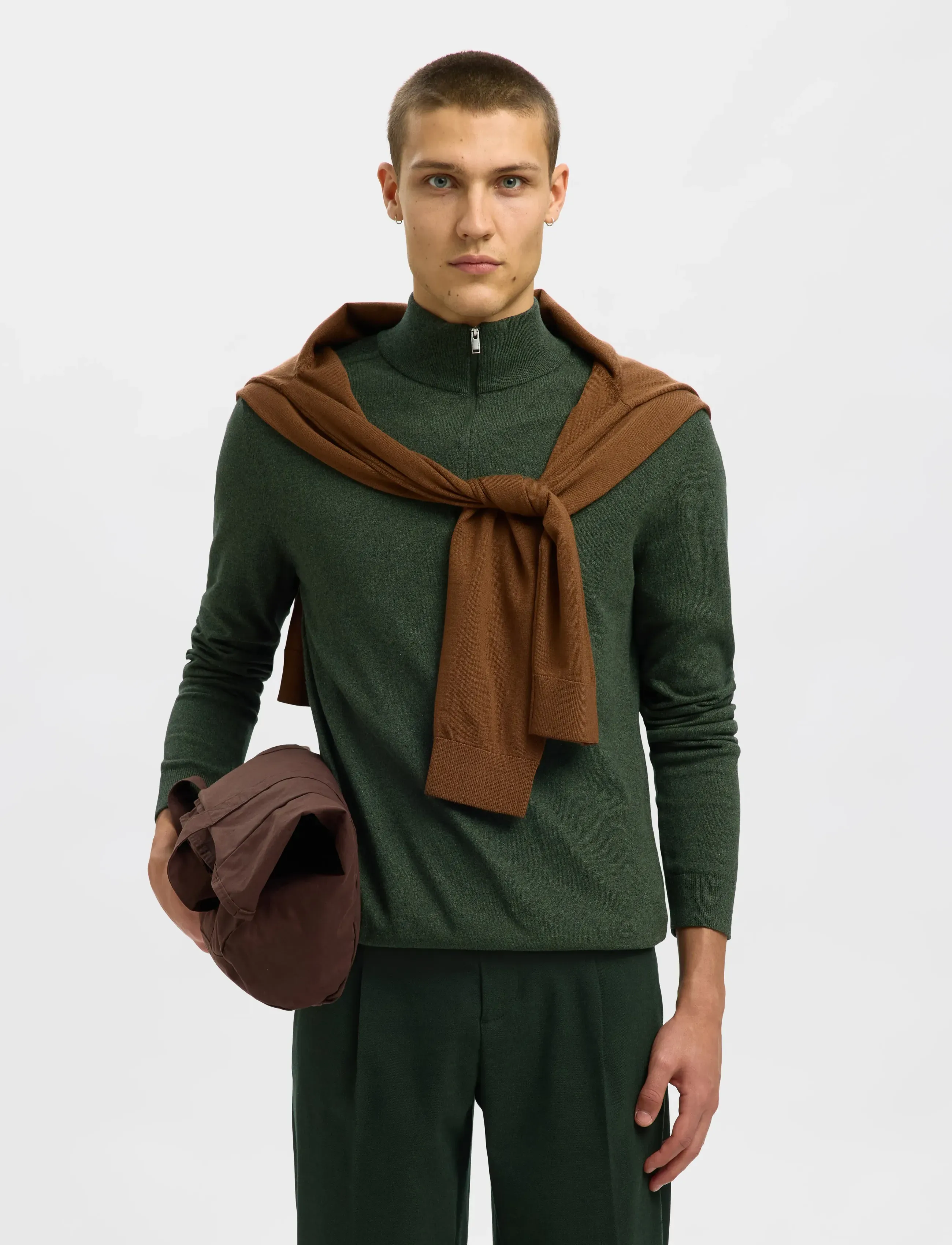 Selected - SLHBERG LS HALF ZIP NOOS - halfzip strik - forest night - 5