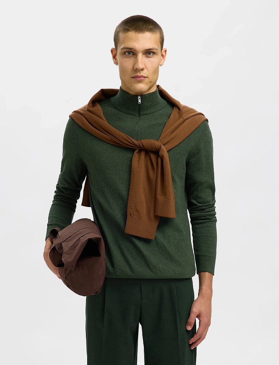 Selected - SLHBERG LS HALF ZIP NOOS - pulls demi-zippés - forest night - 5