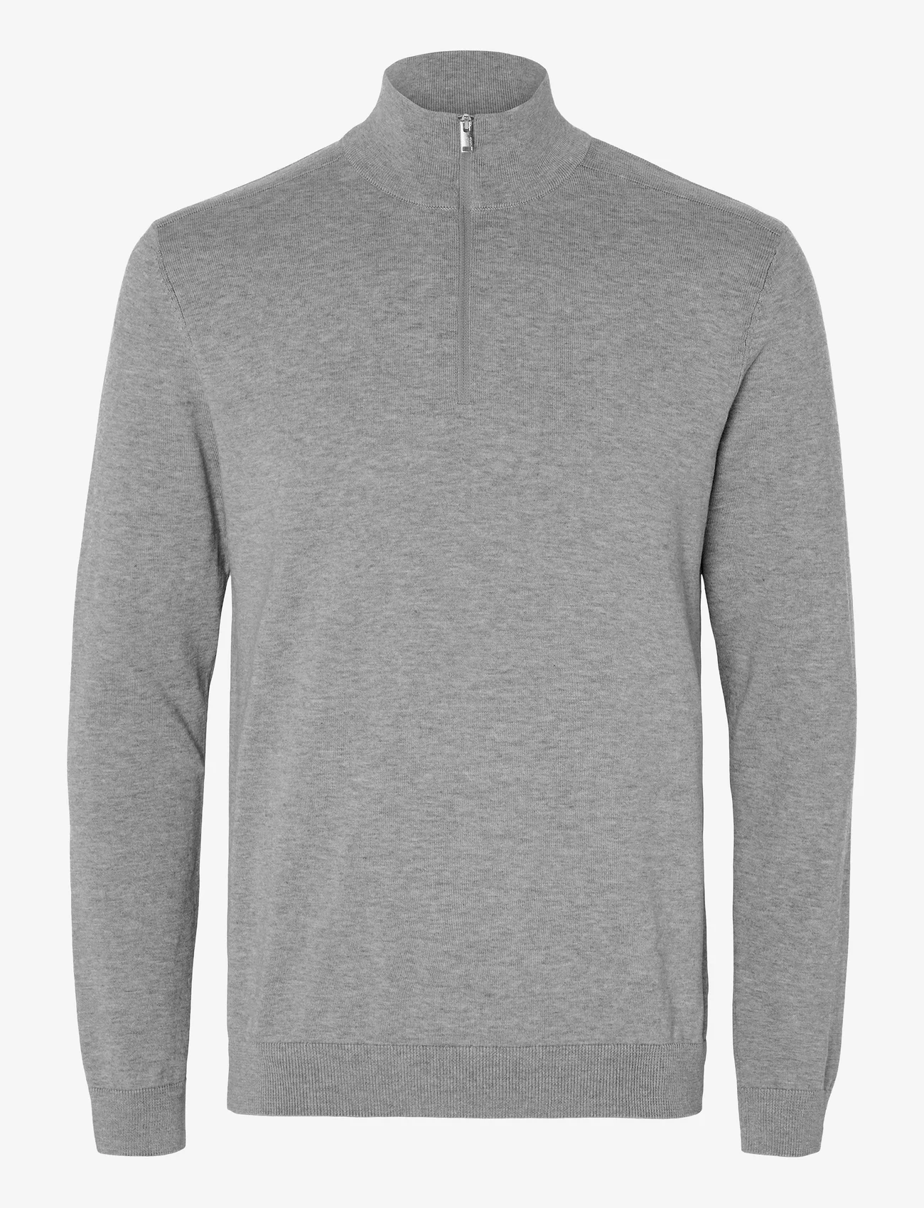 Selected Homme - SLHBERG HALF ZIP CARDIGAN NOOS - džemperi ar daļēju rāvējslēdzēja aizdari - medium grey melange - 0
