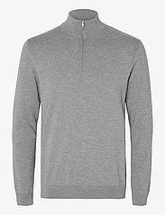Selected Homme - SLHBERG HALF ZIP CARDIGAN NOOS - džemperi ar daļēju rāvējslēdzēja aizdari - medium grey melange - 0