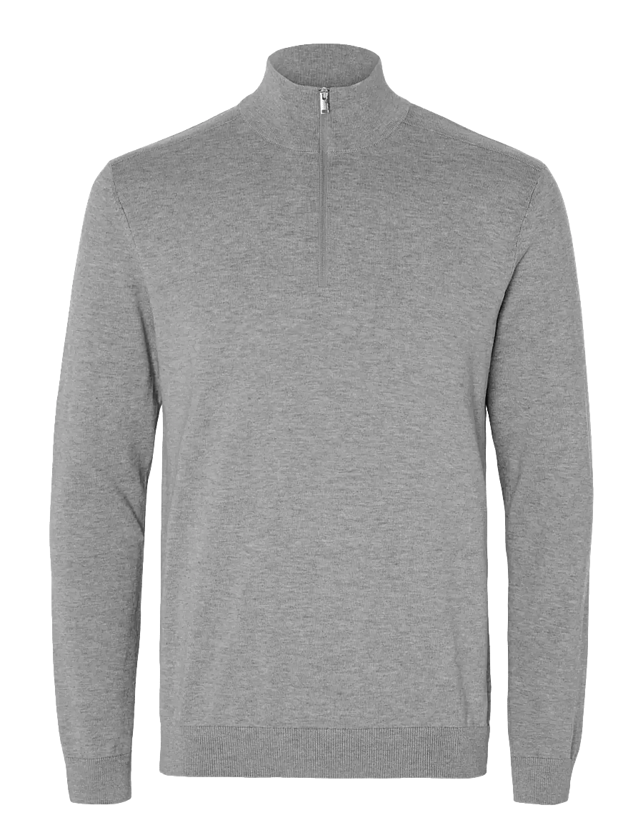 Selected - SLHBERG LS HALF ZIP NOOS - pullover mit halbem reißverschluss - medium grey melange - 1