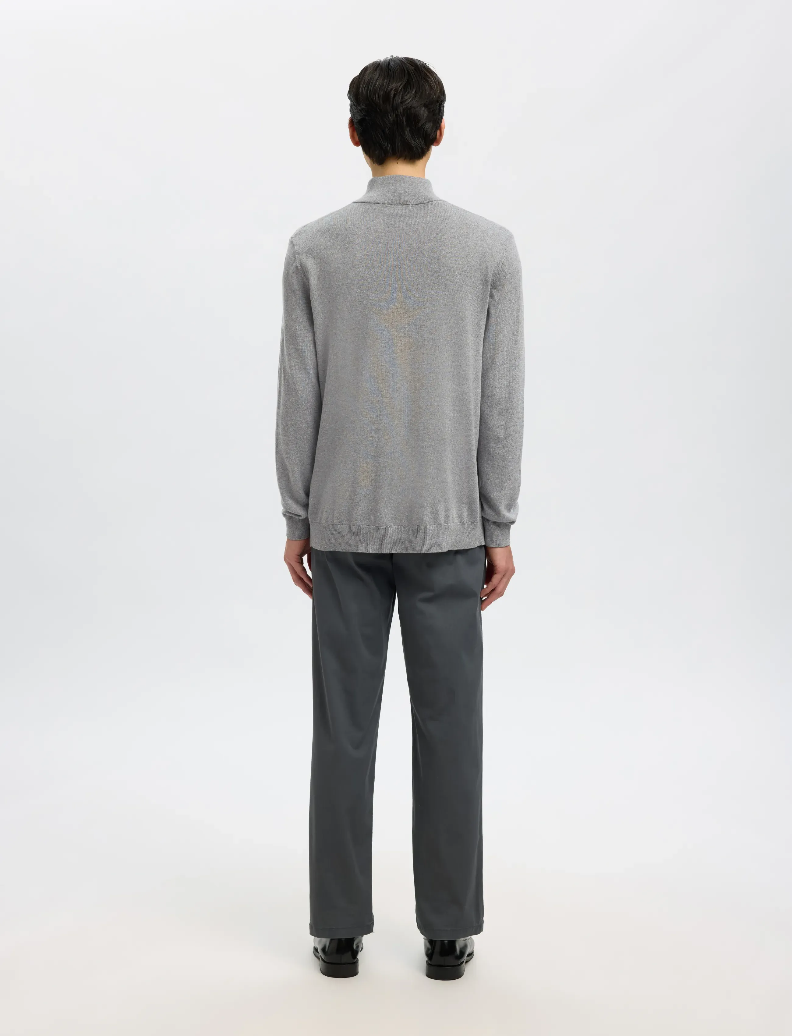 Selected - SLHBERG LS HALF ZIP NOOS - halfzip strik - medium grey melange - 2