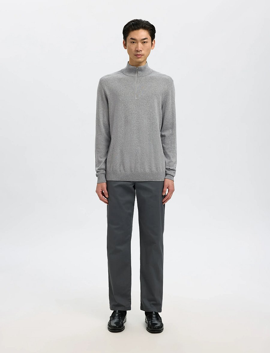 Selected - SLHBERG LS HALF ZIP NOOS - pullover mit halbem reißverschluss - medium grey melange - 3