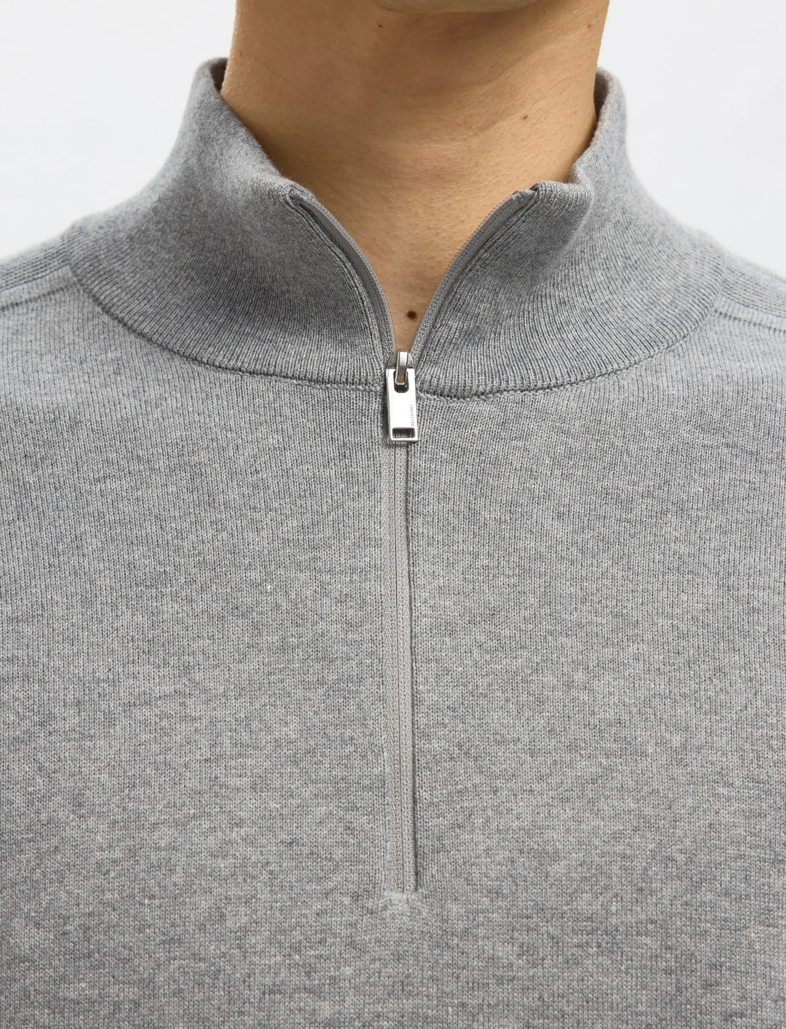 Selected - SLHBERG LS HALF ZIP NOOS - halfzip strik - medium grey melange - 4