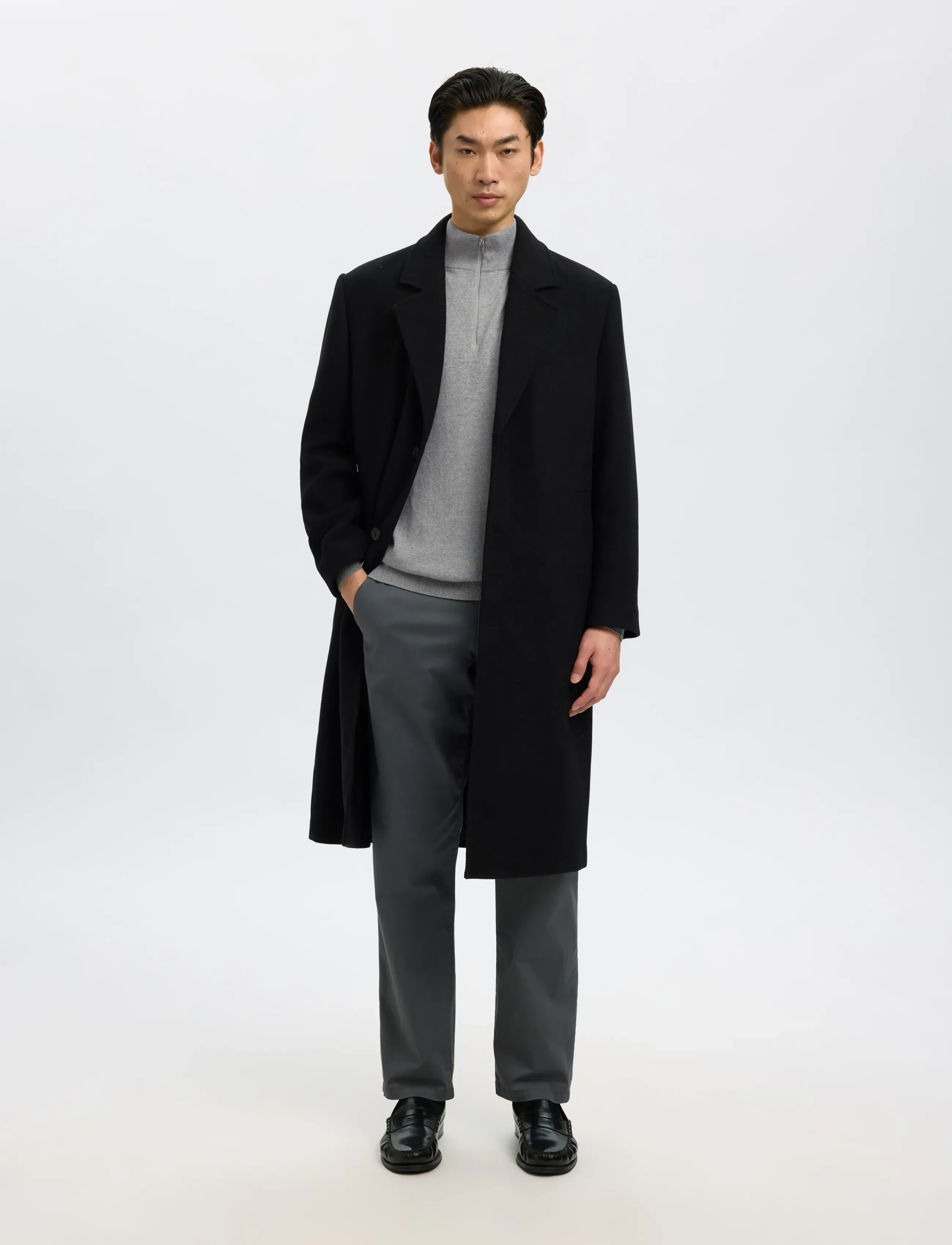 Selected - SLHBERG LS HALF ZIP NOOS - halfzip strik - medium grey melange - 5