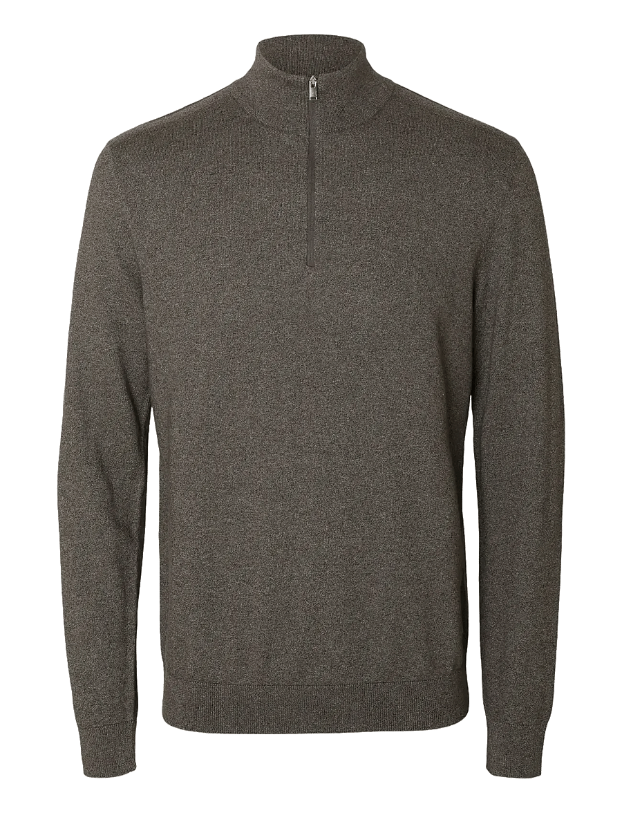Selected - SLHBERG LS HALF ZIP NOOS - pullover mit halbem reißverschluss - morel - 1