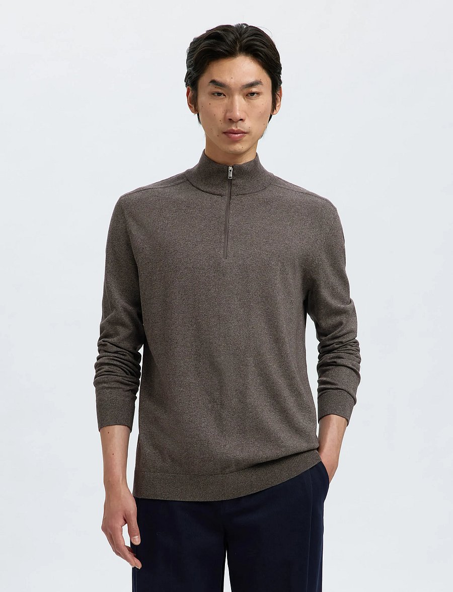 Selected - SLHBERG LS HALF ZIP NOOS - pullover mit halbem reißverschluss - morel - 0