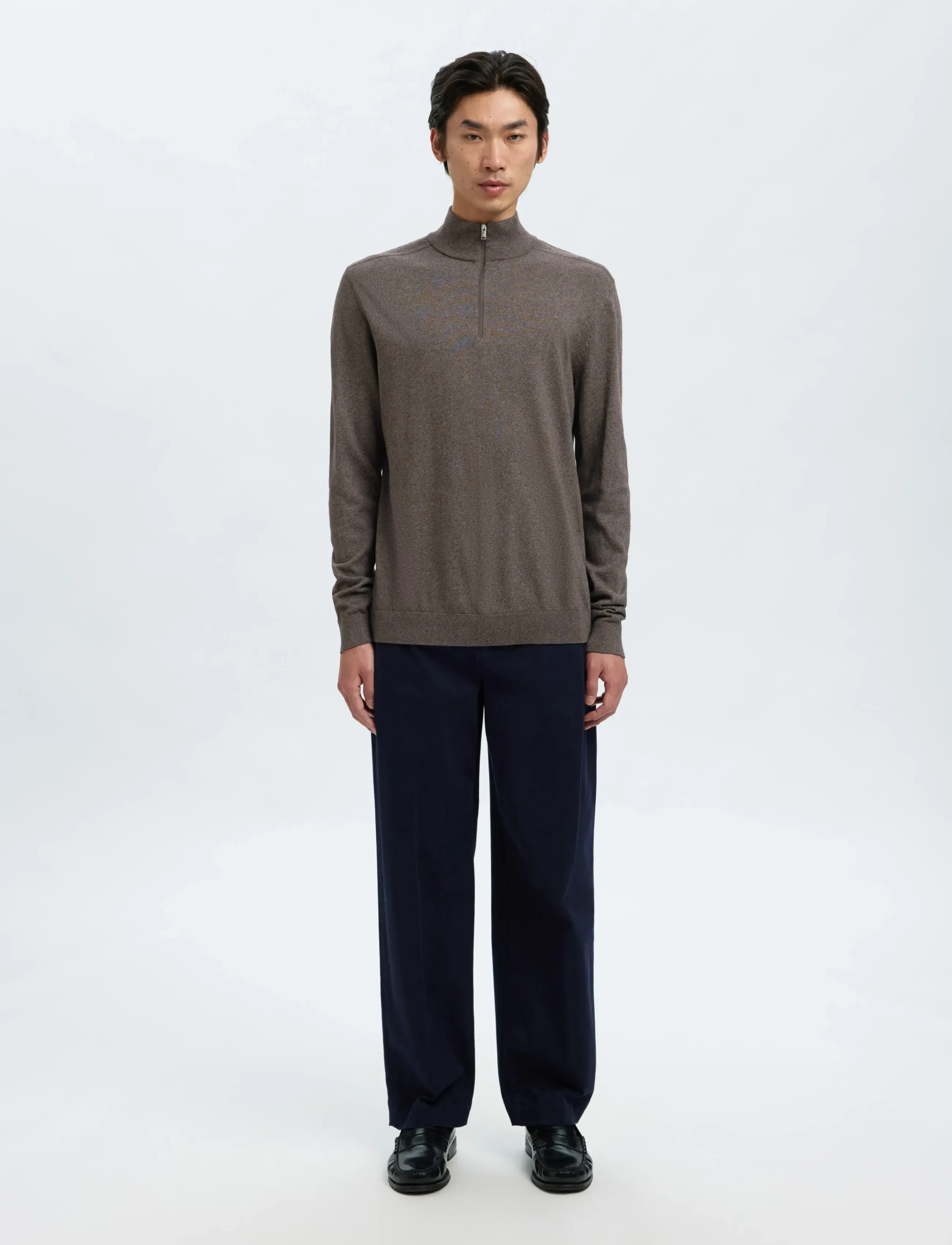 Selected - SLHBERG LS HALF ZIP NOOS - pullover mit halbem reißverschluss - morel - 3