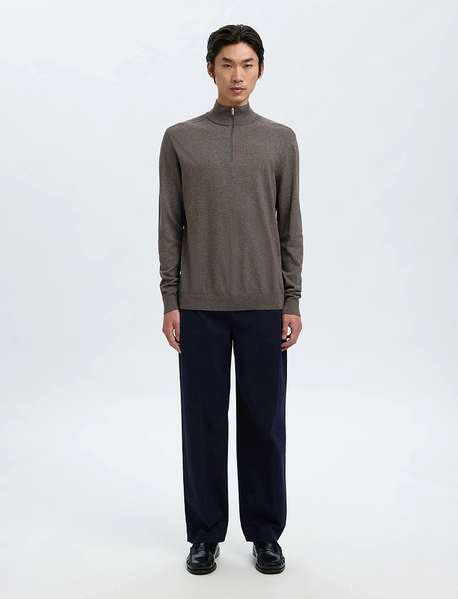 Selected - SLHBERG LS HALF ZIP NOOS - pullover mit halbem reißverschluss - morel - 3