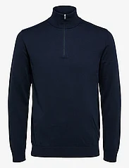 Selected Homme - SLHBERG HALF ZIP CARDIGAN NOOS - džemperi ar daļēju rāvējslēdzēja aizdari - navy blazer - 0