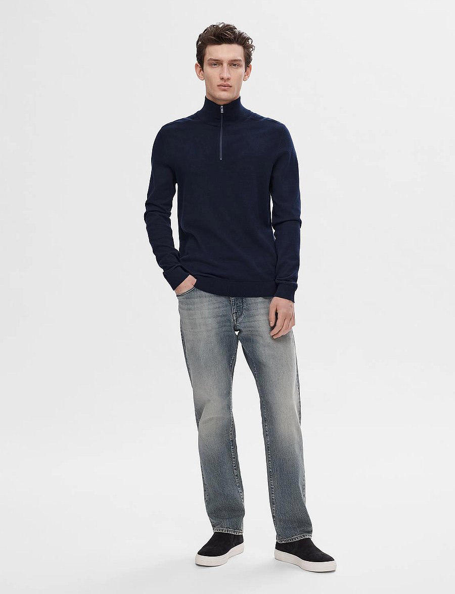 Selected - SLHBERG LS HALF ZIP NOOS - pullover mit halbem reißverschluss - navy blazer - 4