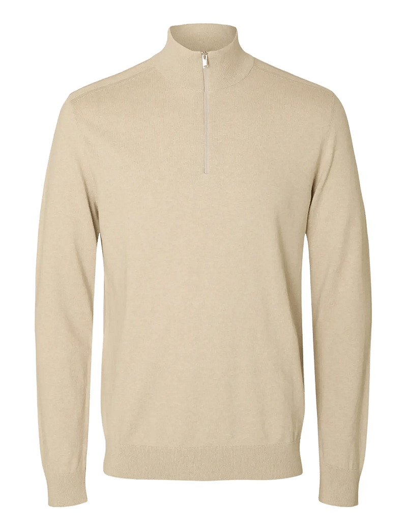 Selected - SLHBERG HALF ZIP CARDIGAN NOOS - pullover mit halbem reißverschluss - oatmeal - 1