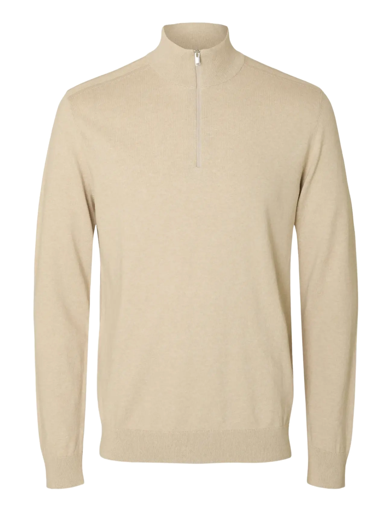 Selected SLMBERG LS HALF ZIP NOOS - Strik - OATMEAL / beige