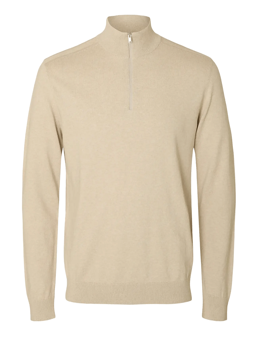 Selected - SLHBERG LS HALF ZIP NOOS - pullover mit halbem reißverschluss - oatmeal - 1