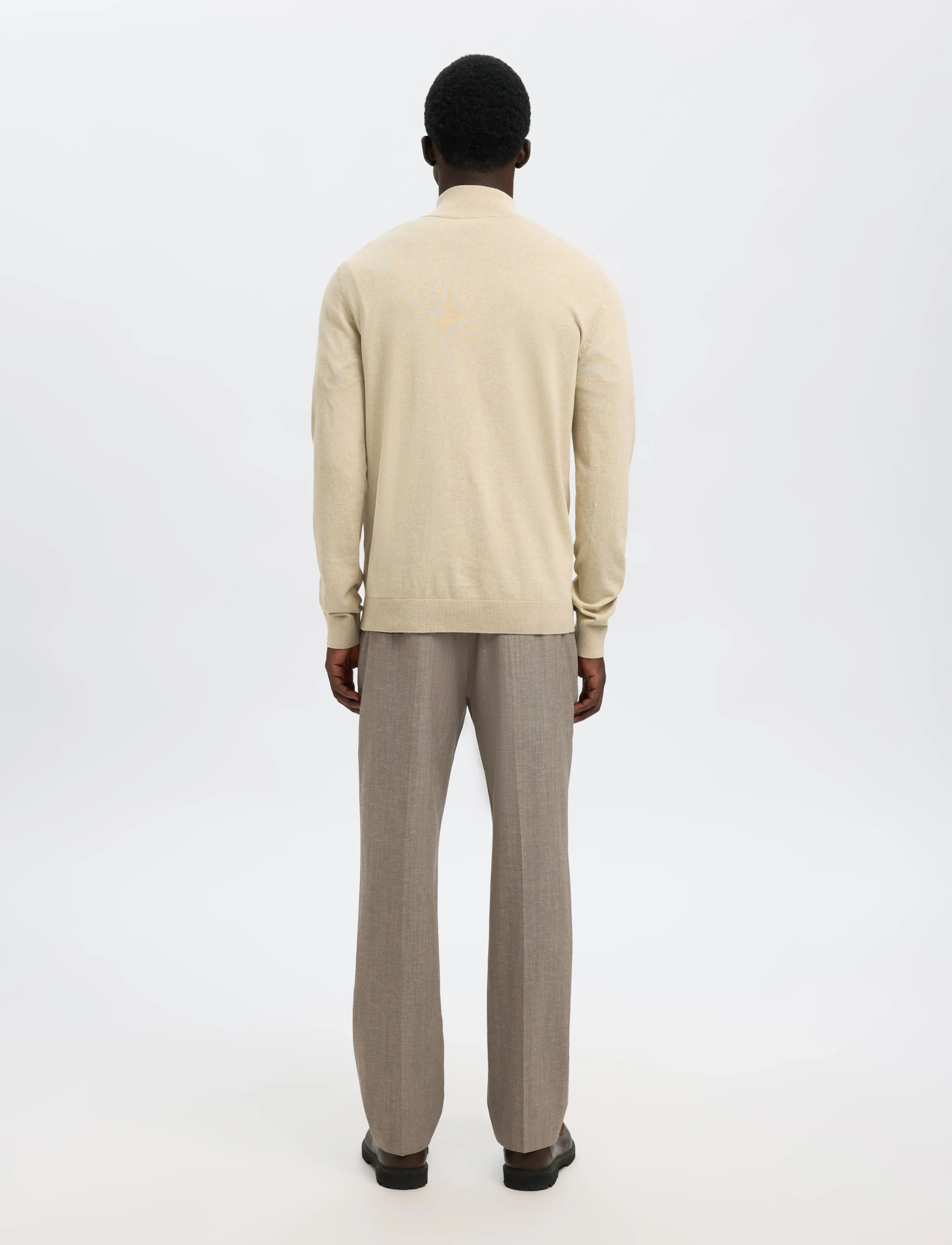 Selected - SLHBERG LS HALF ZIP NOOS - halfzip strik - oatmeal - 2