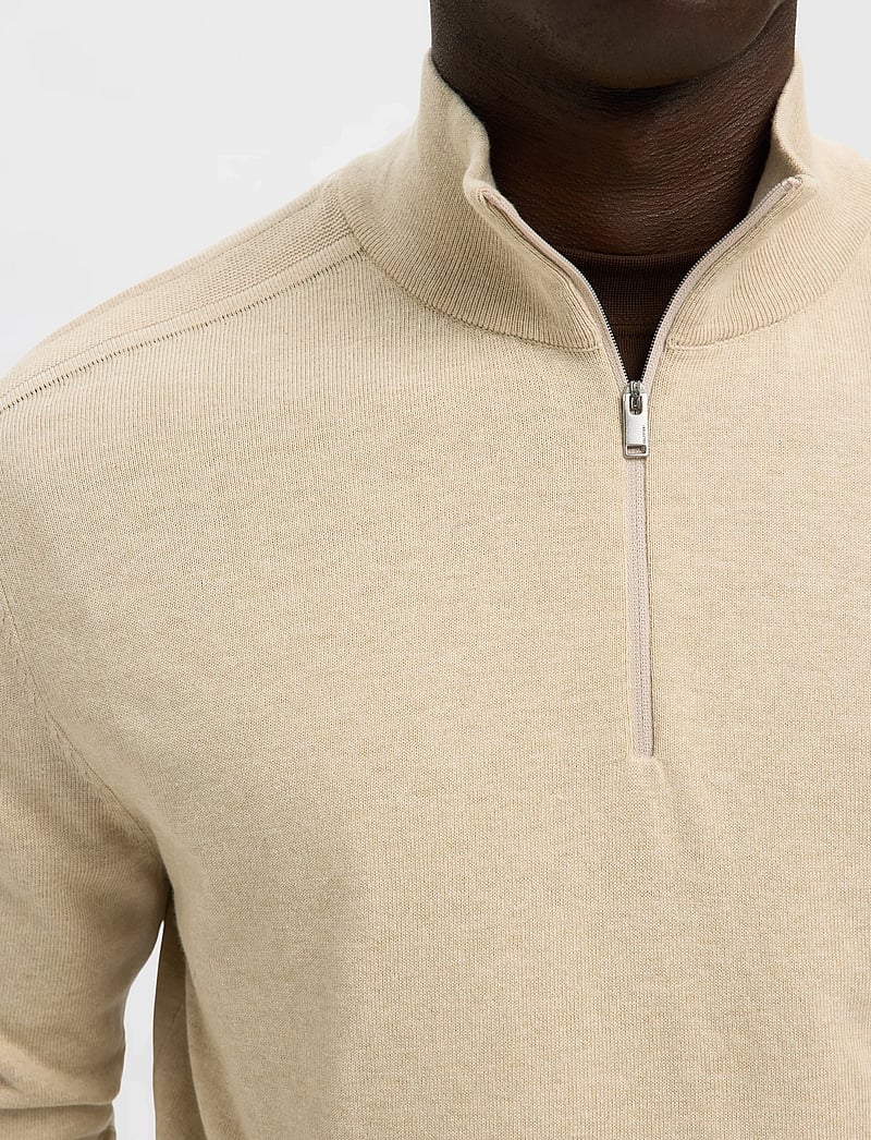 Selected - SLHBERG HALF ZIP CARDIGAN NOOS - pullover mit halbem reißverschluss - oatmeal - 3