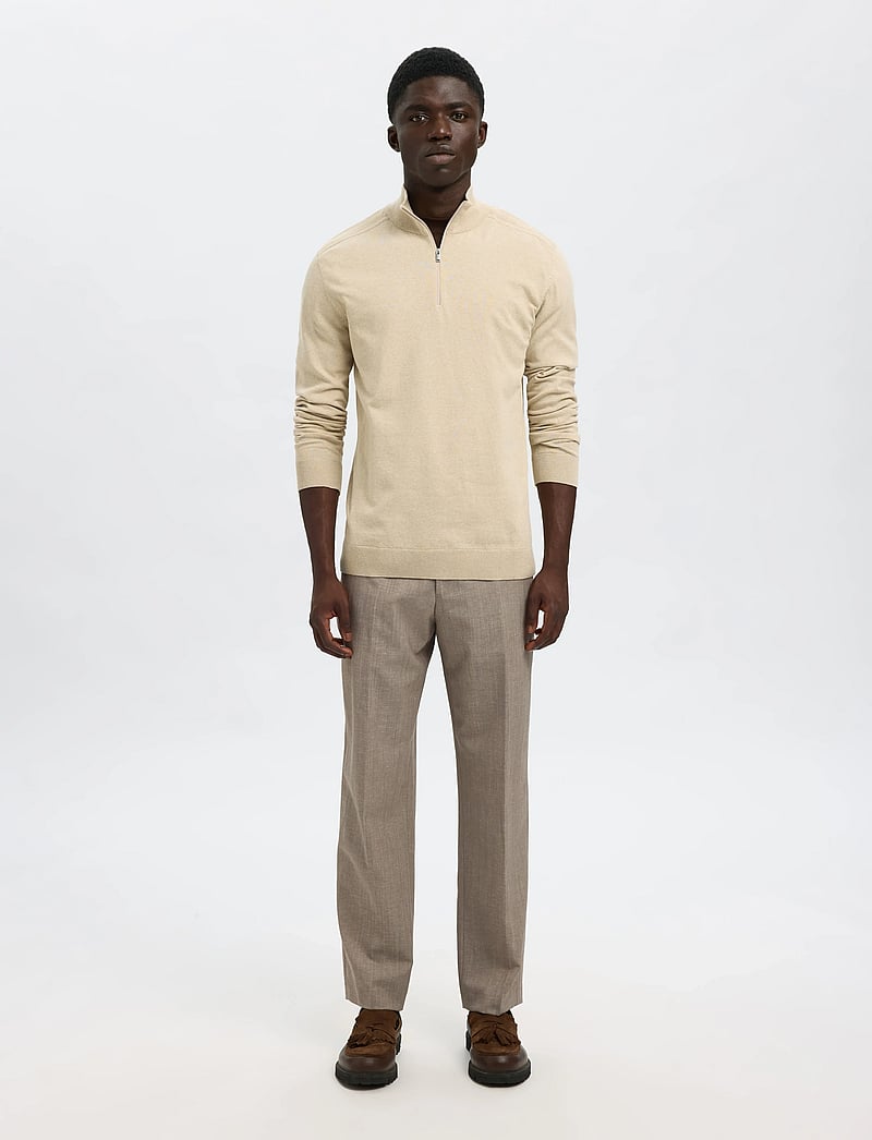 Selected - SLHBERG HALF ZIP CARDIGAN NOOS - pullover mit halbem reißverschluss - oatmeal - 4