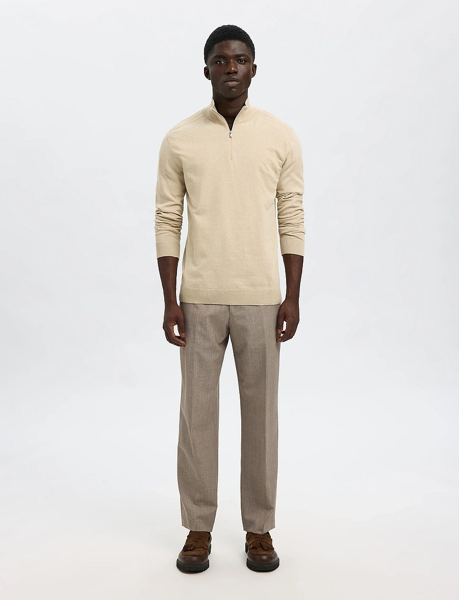 Selected - SLHBERG LS HALF ZIP NOOS - pullover mit halbem reißverschluss - oatmeal - 4