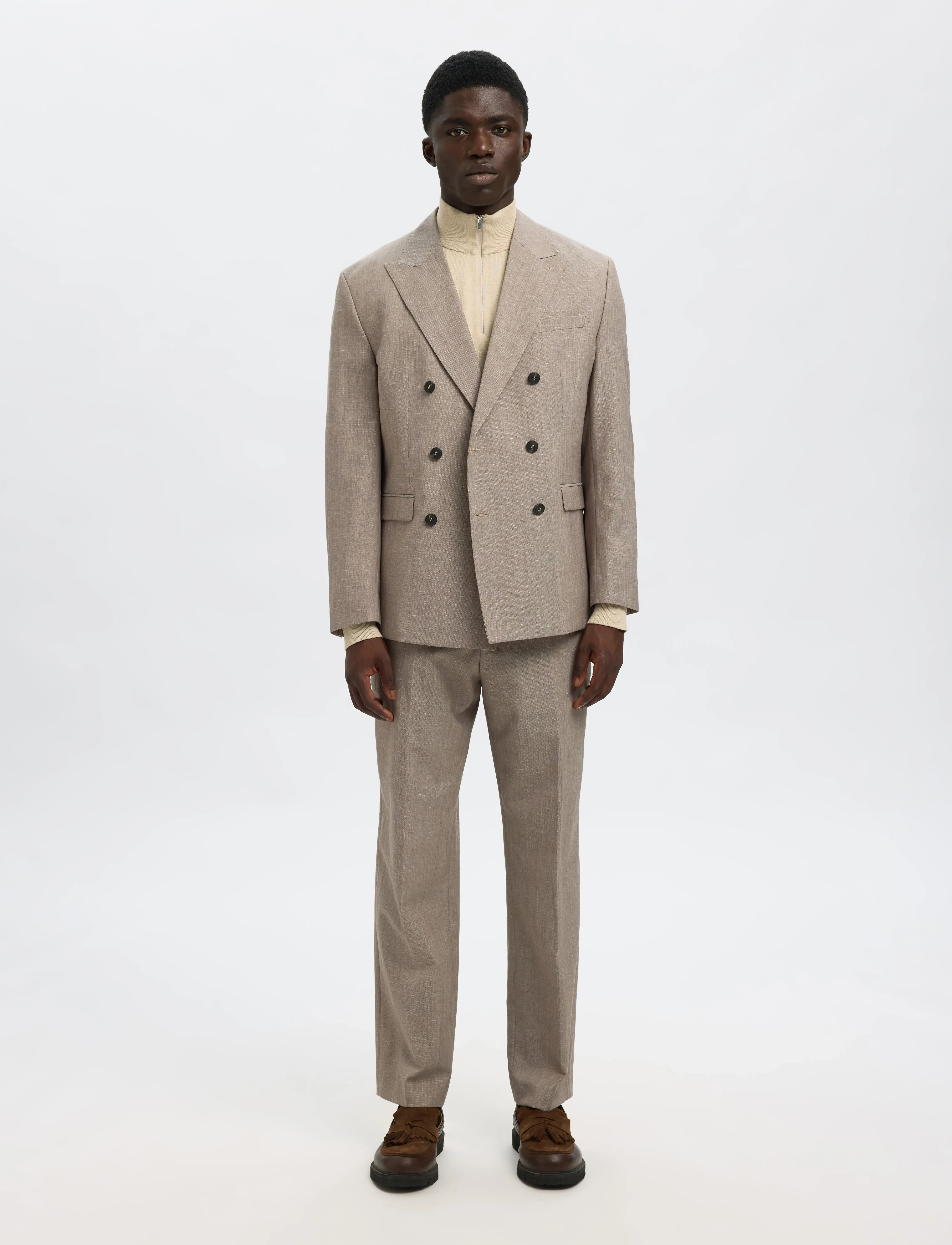 Selected - SLHBERG LS HALF ZIP NOOS - halfzip strik - oatmeal - 5