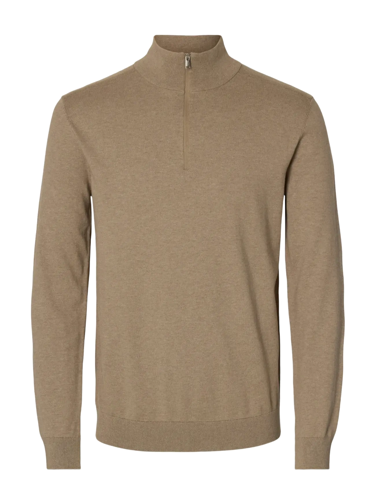 Selected SLMBERG LS HALF ZIP NOOS - Strik - SAVANNAH TAN / beige