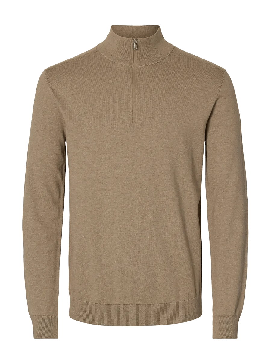 Selected - SLHBERG LS HALF ZIP NOOS - pullover mit halbem reißverschluss - savannah tan - 1