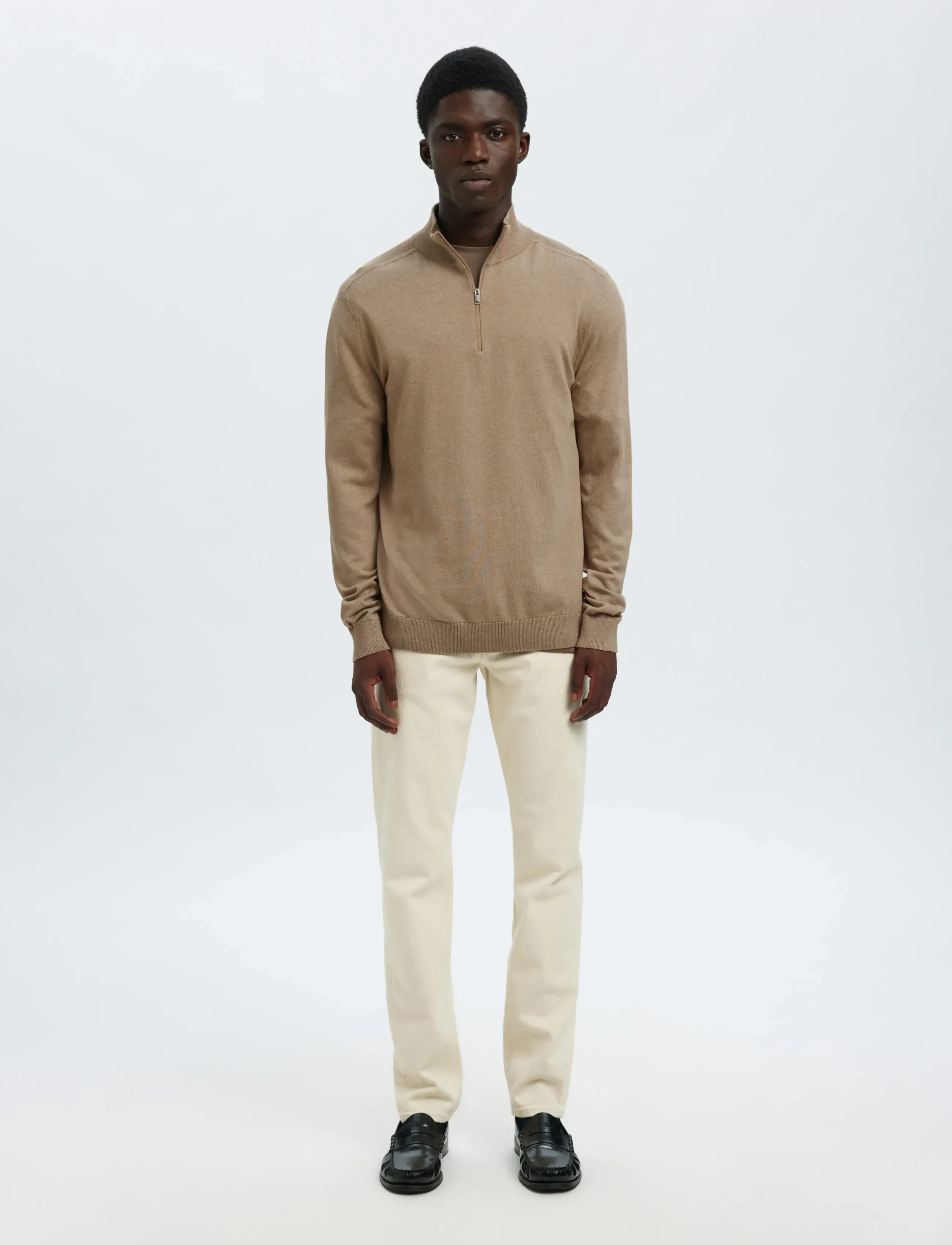 Selected - SLHBERG LS HALF ZIP NOOS - halfzip strik - savannah tan - 3