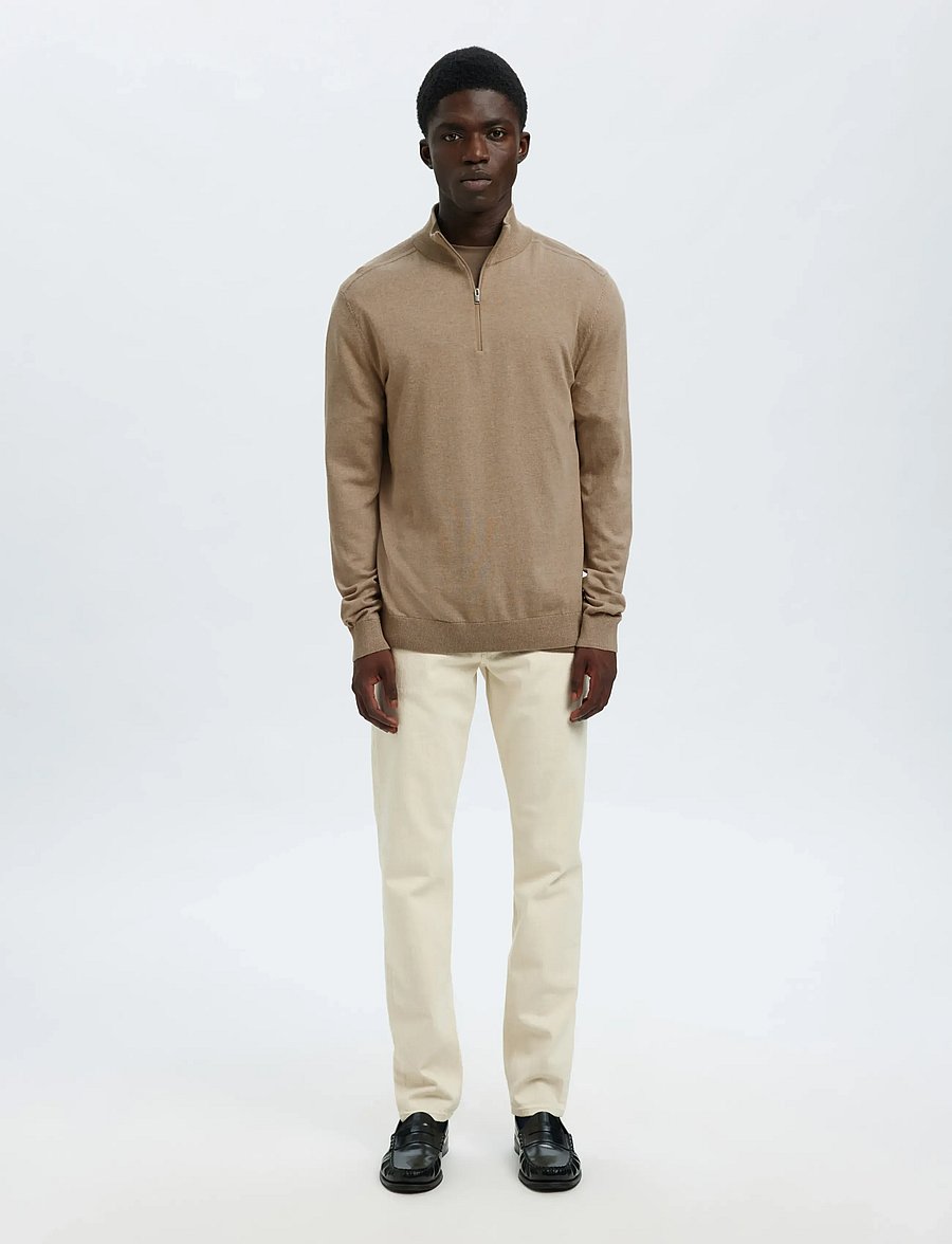 Selected - SLHBERG LS HALF ZIP NOOS - pullover mit halbem reißverschluss - savannah tan - 3